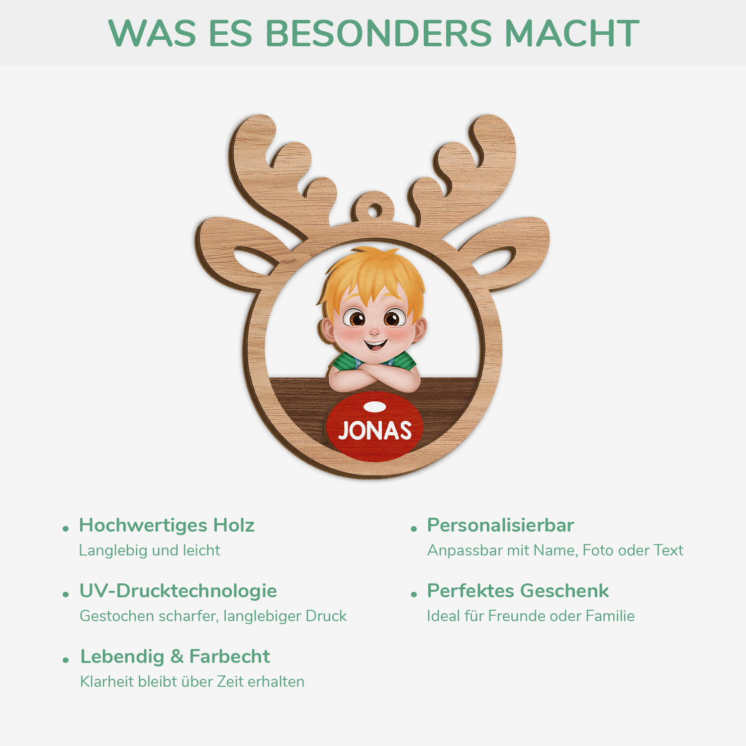 5593OGE4 rentier personalisierte 2 schicht holz ornamente kinder weihnachten 5593OKKZK