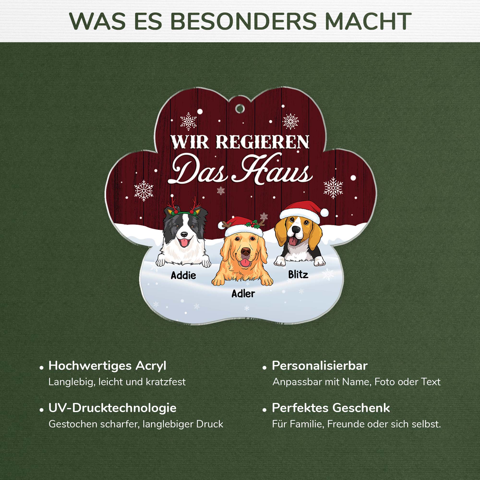 5604OGE4 wir regieren das haus personalisierter weihnachtsschmuck_ aus acryl hunde 5604O3YTC