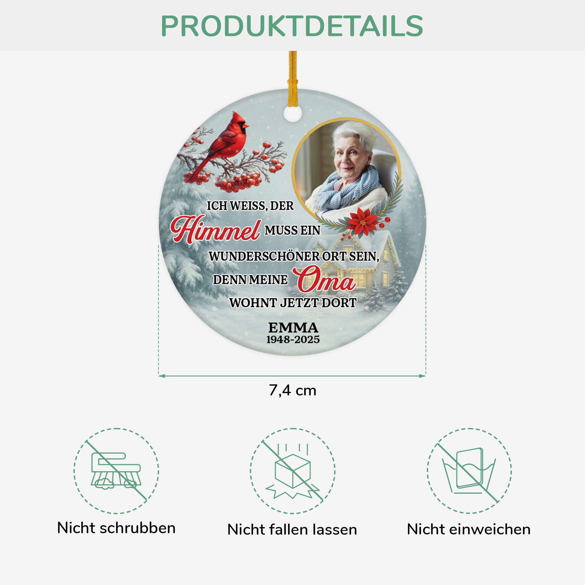 5607OGE3 der himmel ist wunderschon denn meine oma ist jetzt dort personalisierte keramik ornamente mit foto oma 5607OKHMA