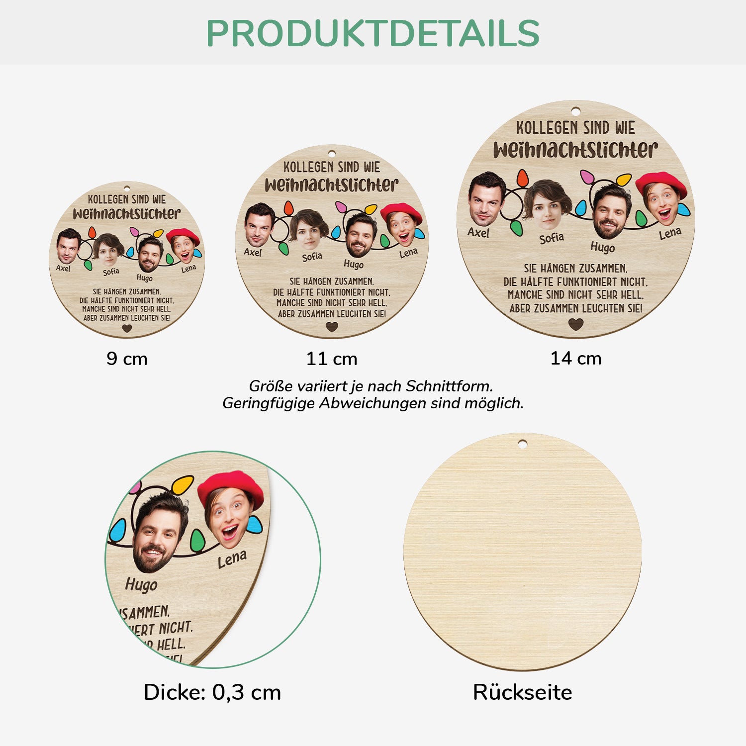 5609OGE3 kollegen sind wie weihnachtslichter personalisierte 1 schicht holz ornamente mit gesicht 5609OTQZO
