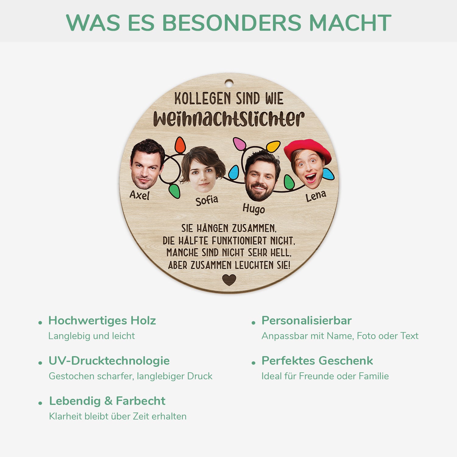 5609OGE4 kollegen sind wie weihnachtslichter personalisierte 1 schicht holz ornamente mit gesicht 5609OTQZO