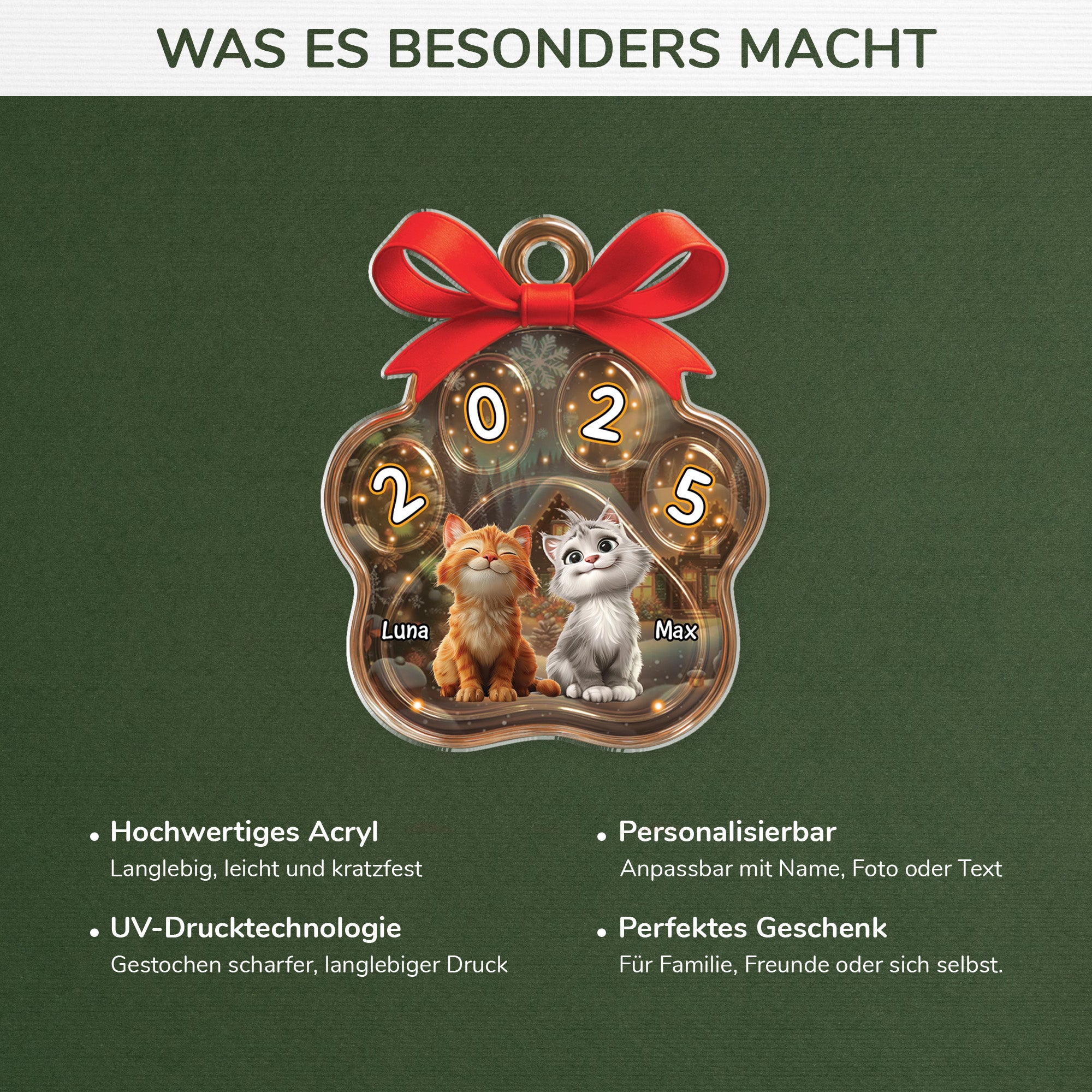 5613OGE4 geschenkverpackung personalisierte weihnachtsschmuck aus acryl katzen 5613O3LMD