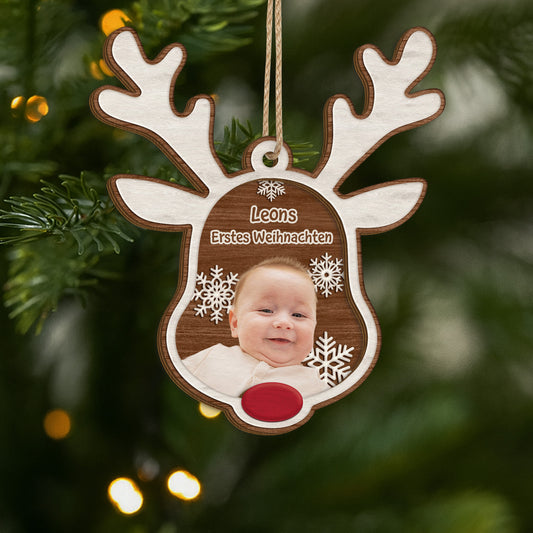 5615OGE1 erstes weihnachten personalisierte 2 schicht holz ornamente baby mit foto 5615OKMNA