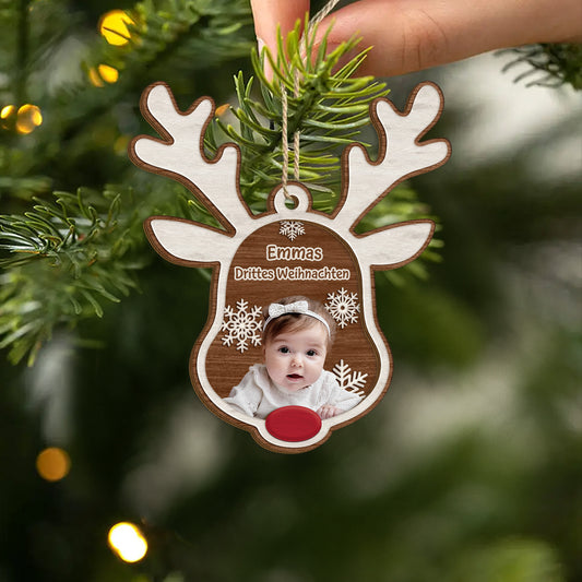 5615OGE2 erstes weihnachten personalisierte 2 schicht holz ornamente baby mit foto 5615OKMNA