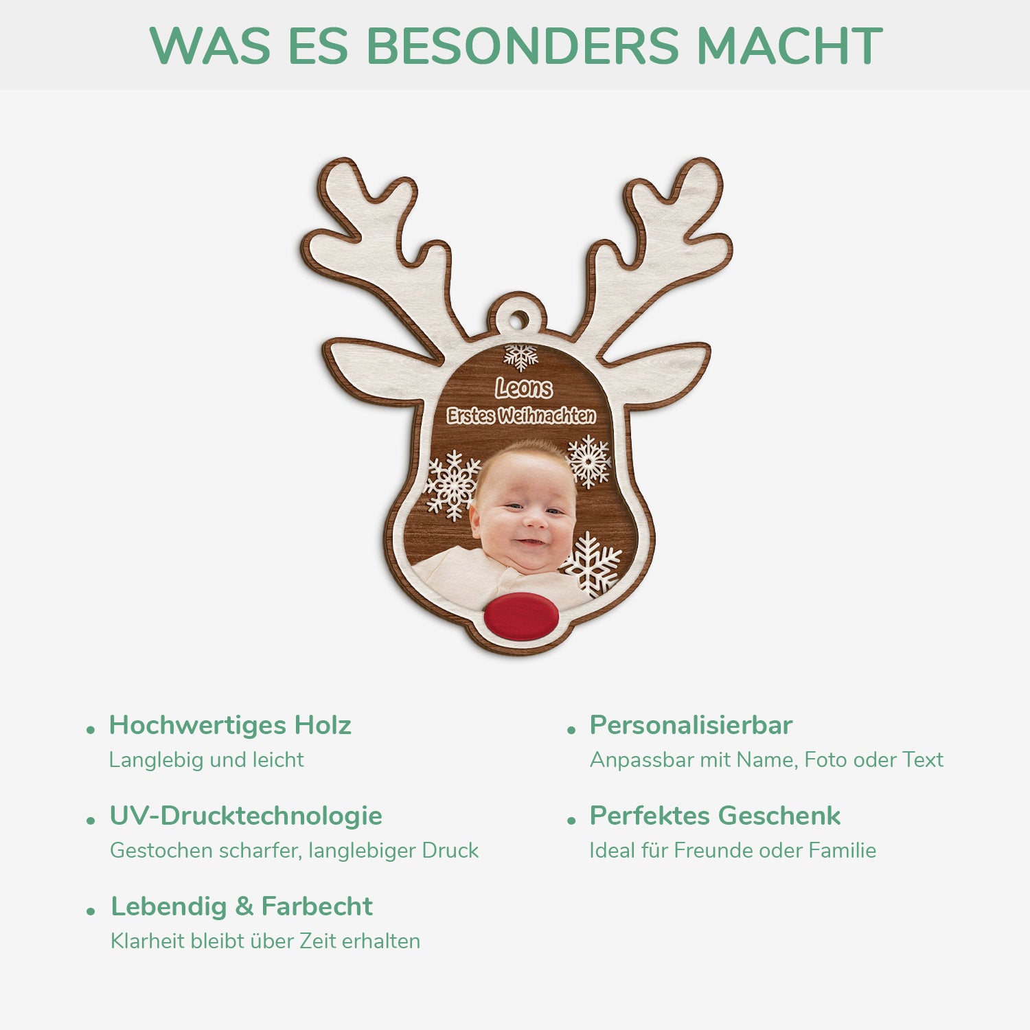 5615OGE4 erstes weihnachten personalisierte 2 schicht holz ornamente baby mit foto 5615OKMNA