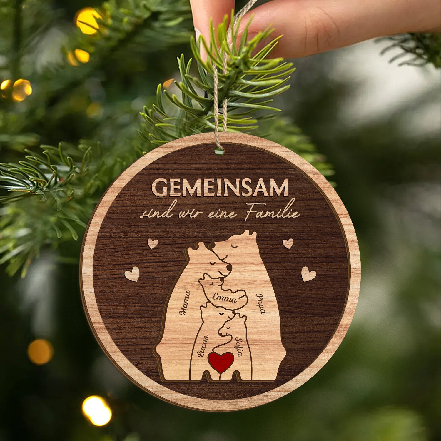 5617OGE2 barenfamilie personalisierte 2 schicht holz ornamente weihnachten familie 5617O6QTI