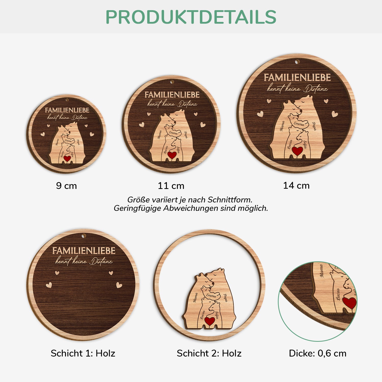 5617OGE3 barenfamilie personalisierte 2 schicht holz ornamente weihnachten familie 5617O6QTI