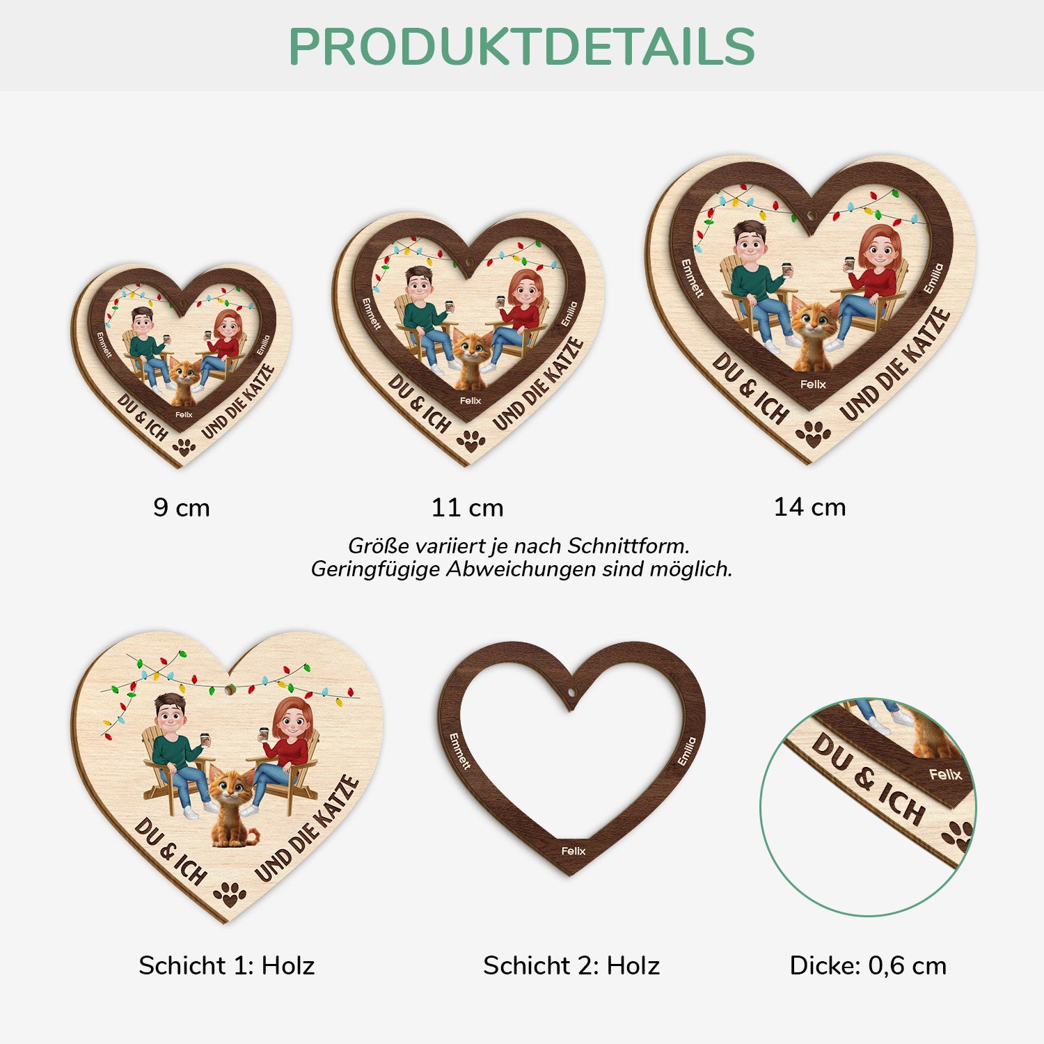 5620OGE3 du ich und die katzen personalisierte 2 schicht holz ornamente weihnachten paar 5620O8ZAD