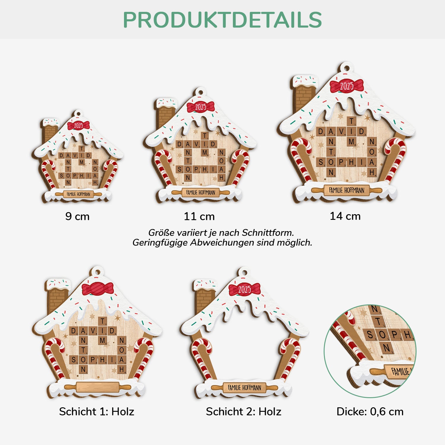 5625OGE3 die familie lebkuchenhaus personalisierte kreuzwortratsel 2 schicht holz ornamente 5625OKTQI