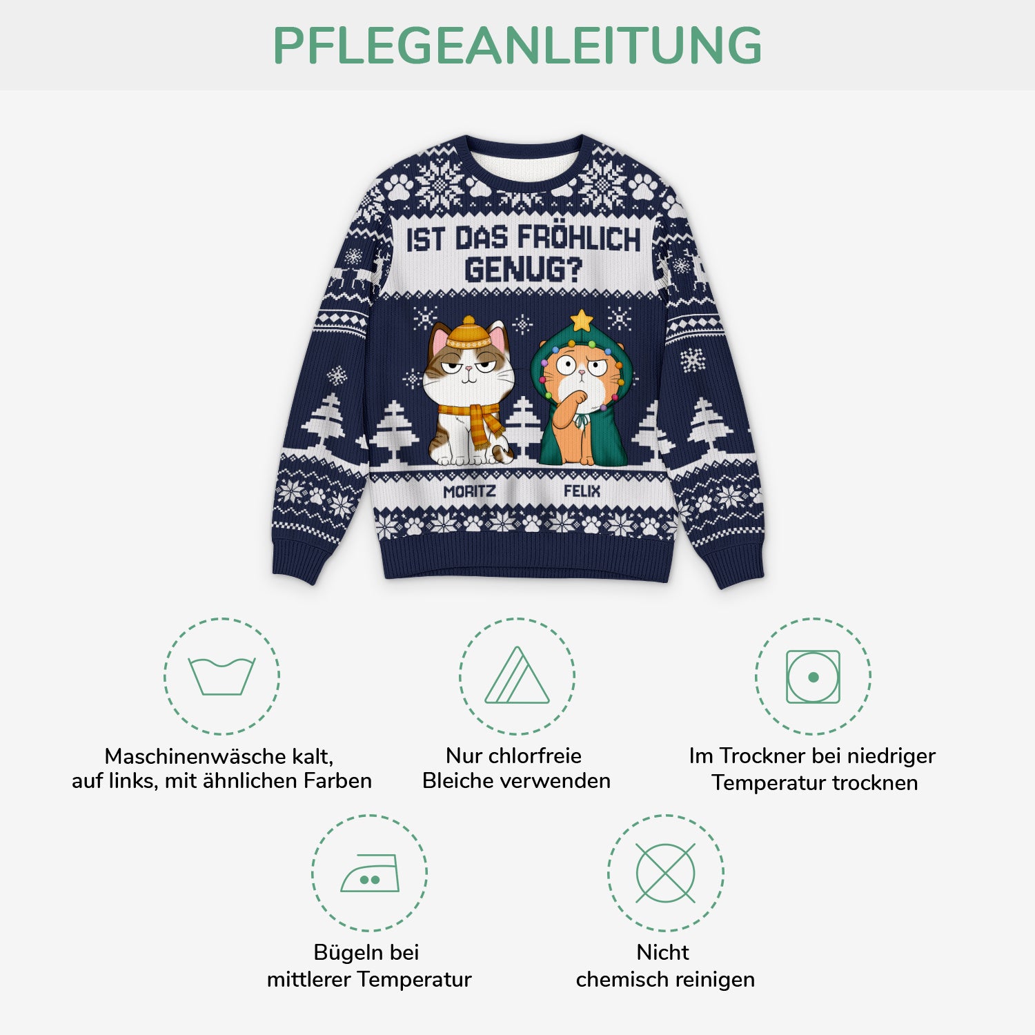 5634WGE4 ist das frohlich genug lustiger weihnachtspullover katze personalisiert_ 5634W8YZD