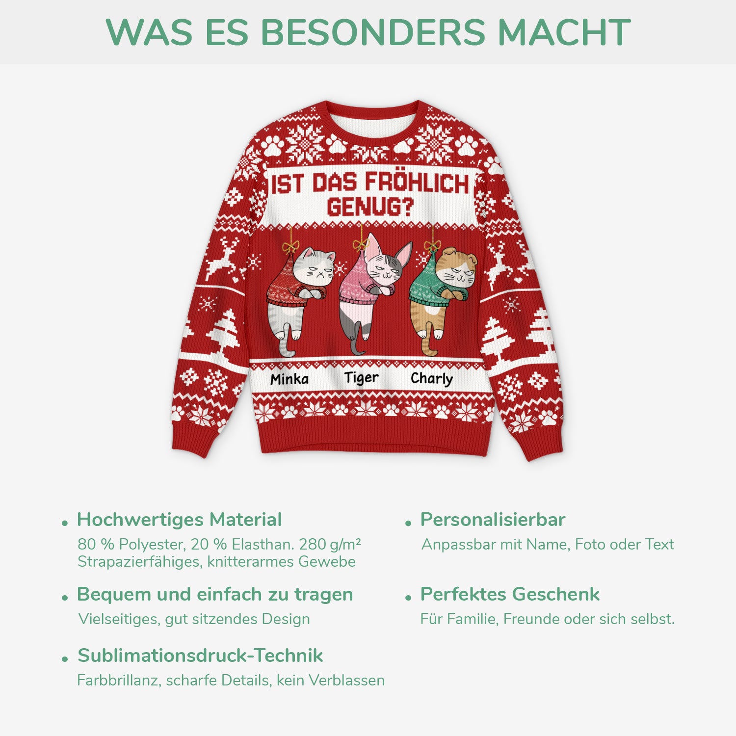 5641WGE5 ist das frohlich genug lustiger weihnachtspullover katze personalisiert_ hangen 5641WKMCD