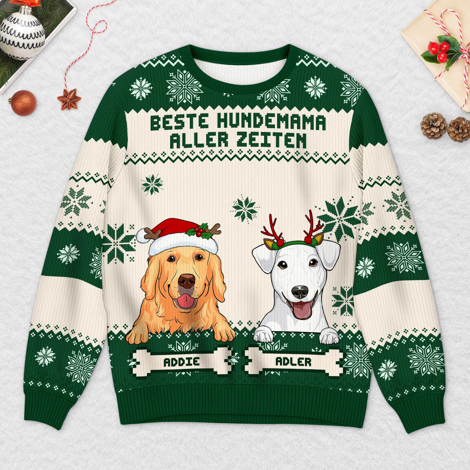 5643WGE2 hundepapa hundemama lustiger weihnachtspullover personalisiert_ mit foto 5643WTHAC