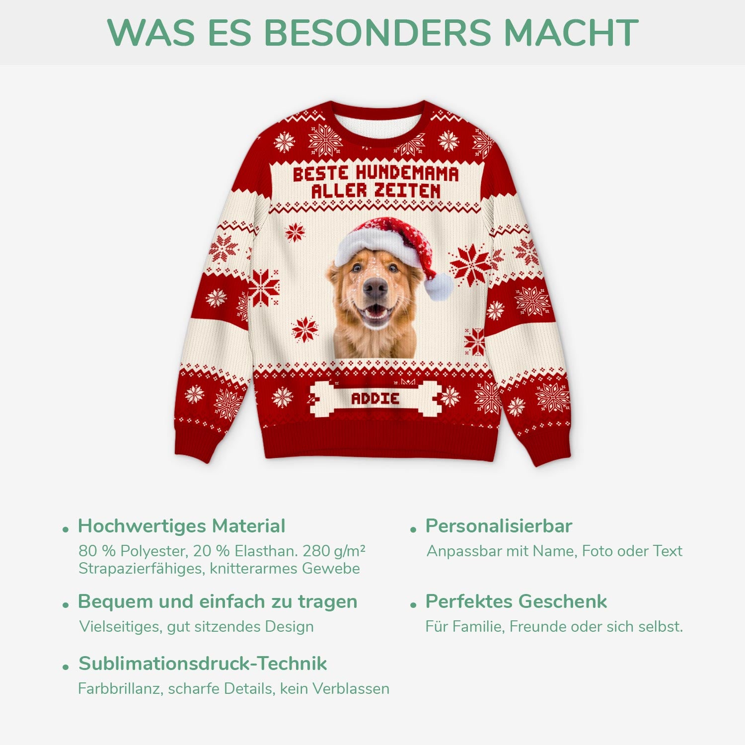 5643WGE5 hundepapa hundemama lustiger weihnachtspullover personalisiert_ mit foto 5643WTHAC