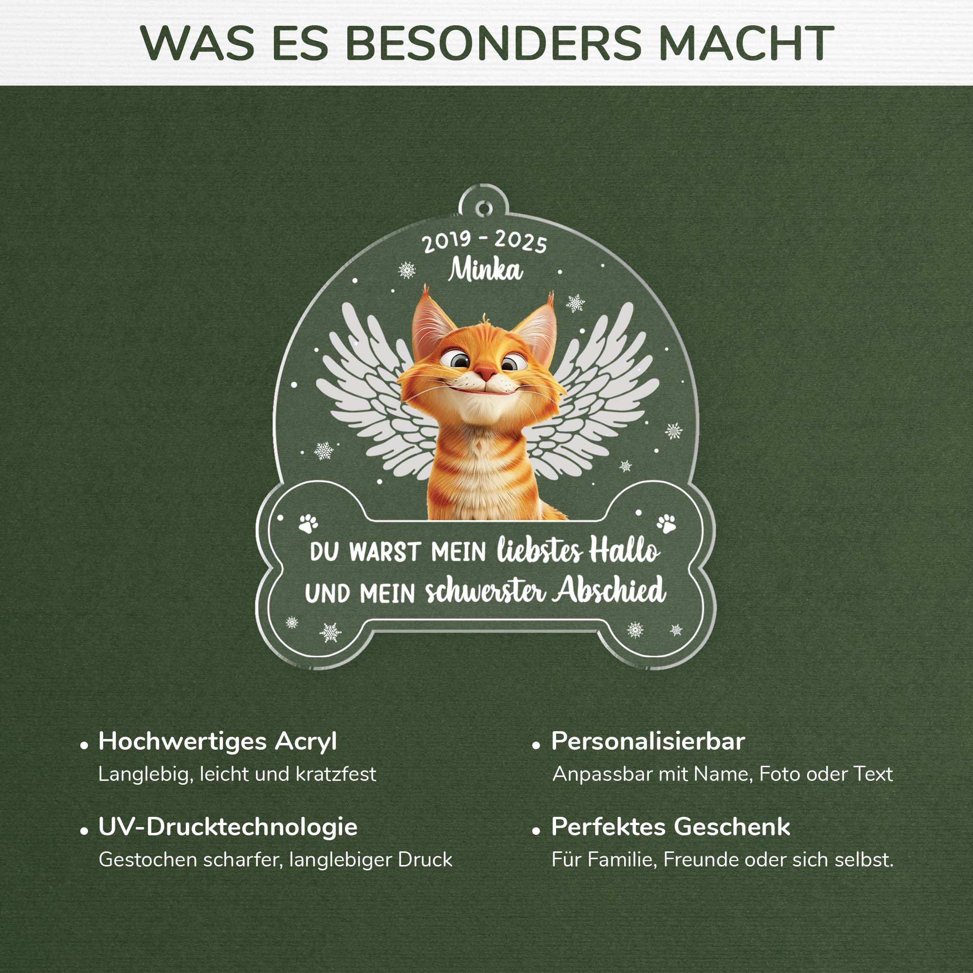 5647OGE4 liebstes hallo schwerster abschied personalisierte acryl ornamente katze mit foto zur erinnerung 5647OKYZD