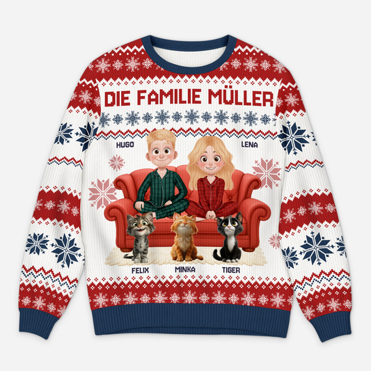 5649WGE1 die familie mit katzen weihnachtspullover familie personalisiert 5649W8HZD
