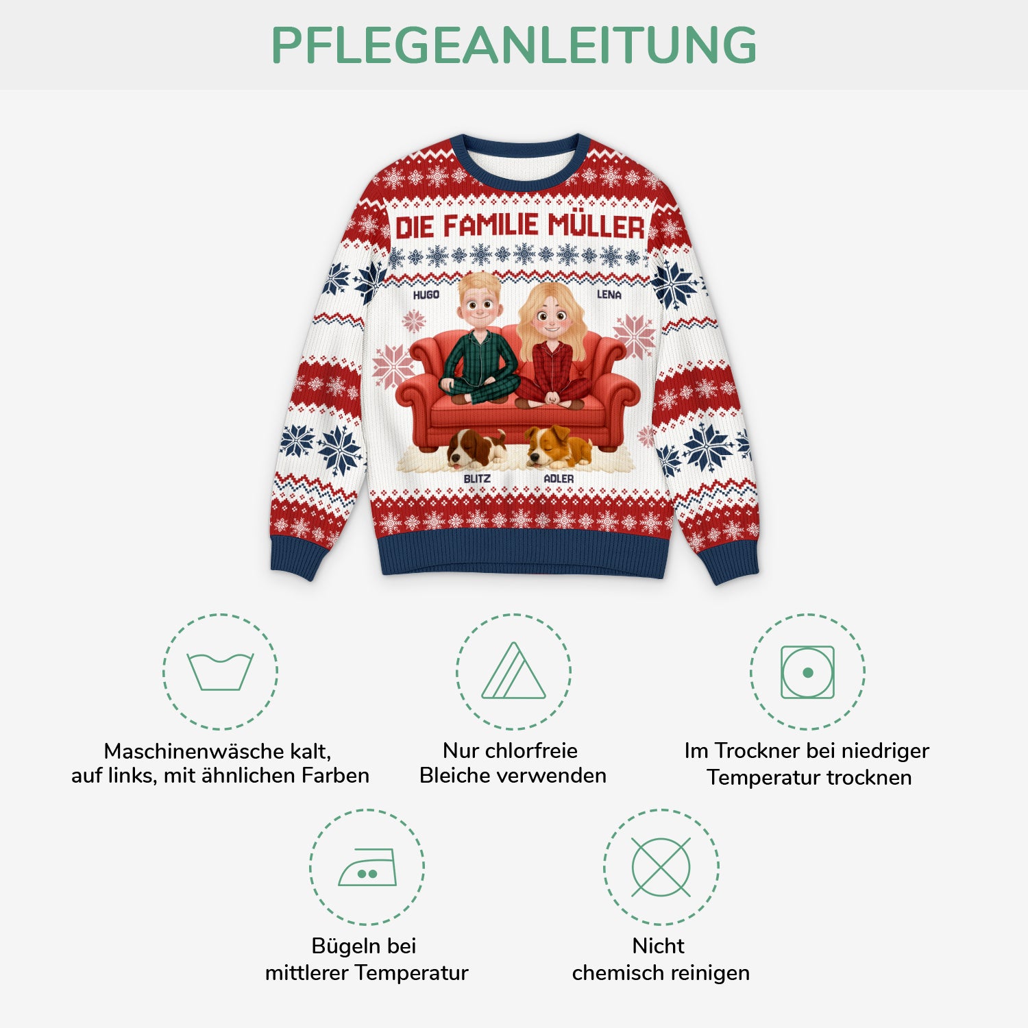 5649WGE4 die familie mit hunden weihnachtspullover familie personalisiert 5649W8HZC