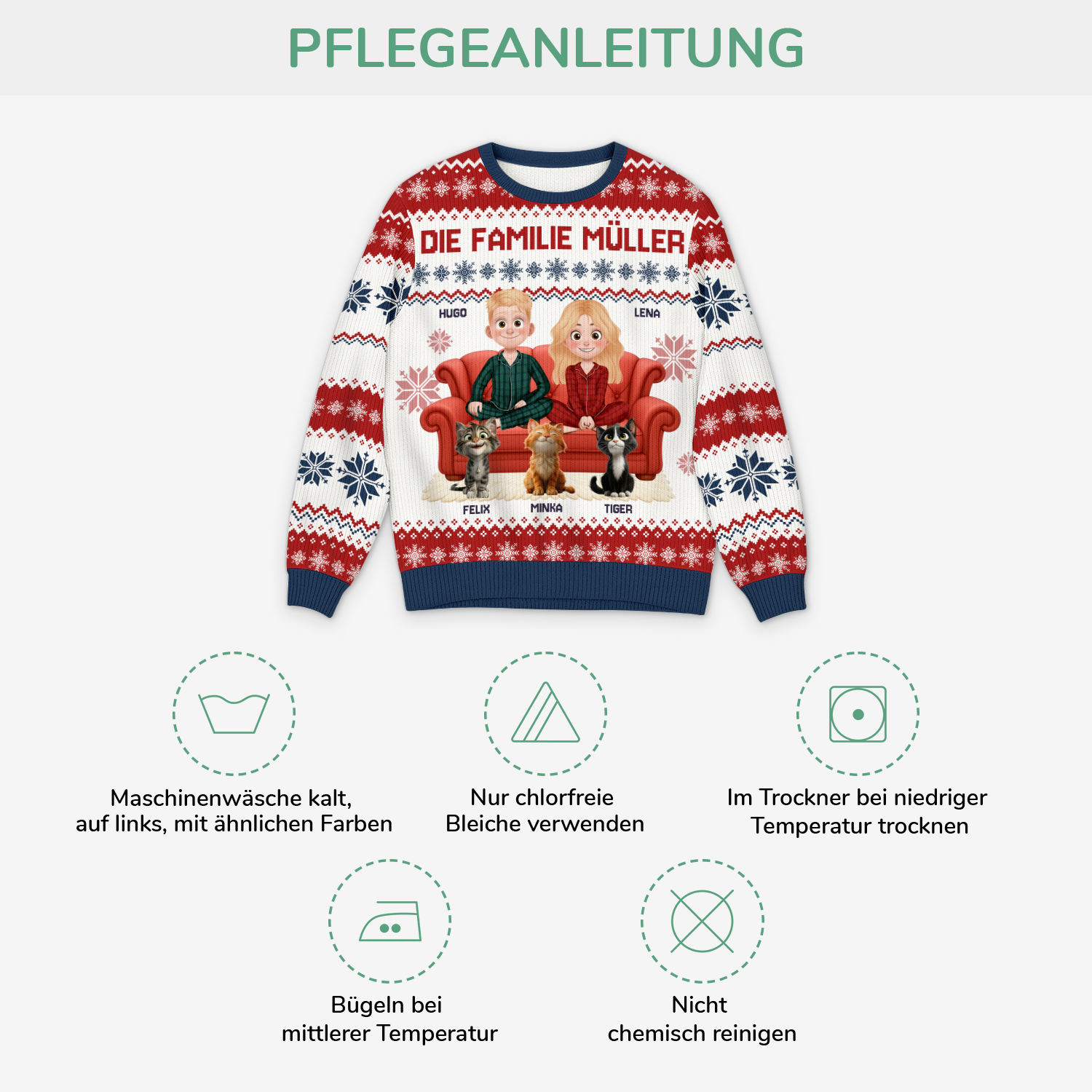 5649WGE4 die familie mit katzen weihnachtspullover familie personalisiert 5649W8HZD