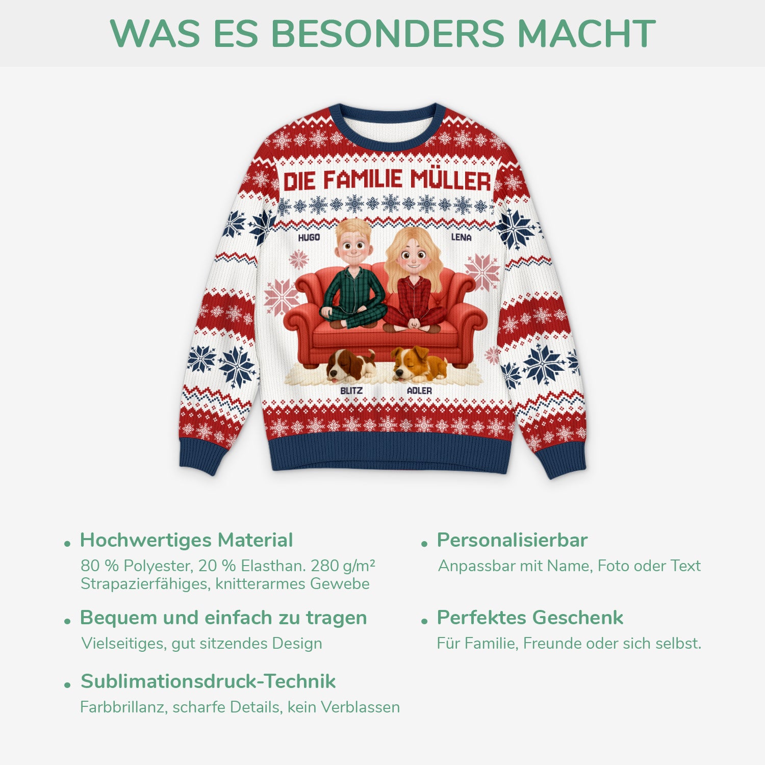 5649WGE5 die familie mit hunden weihnachtspullover familie personalisiert 5649W8HZC