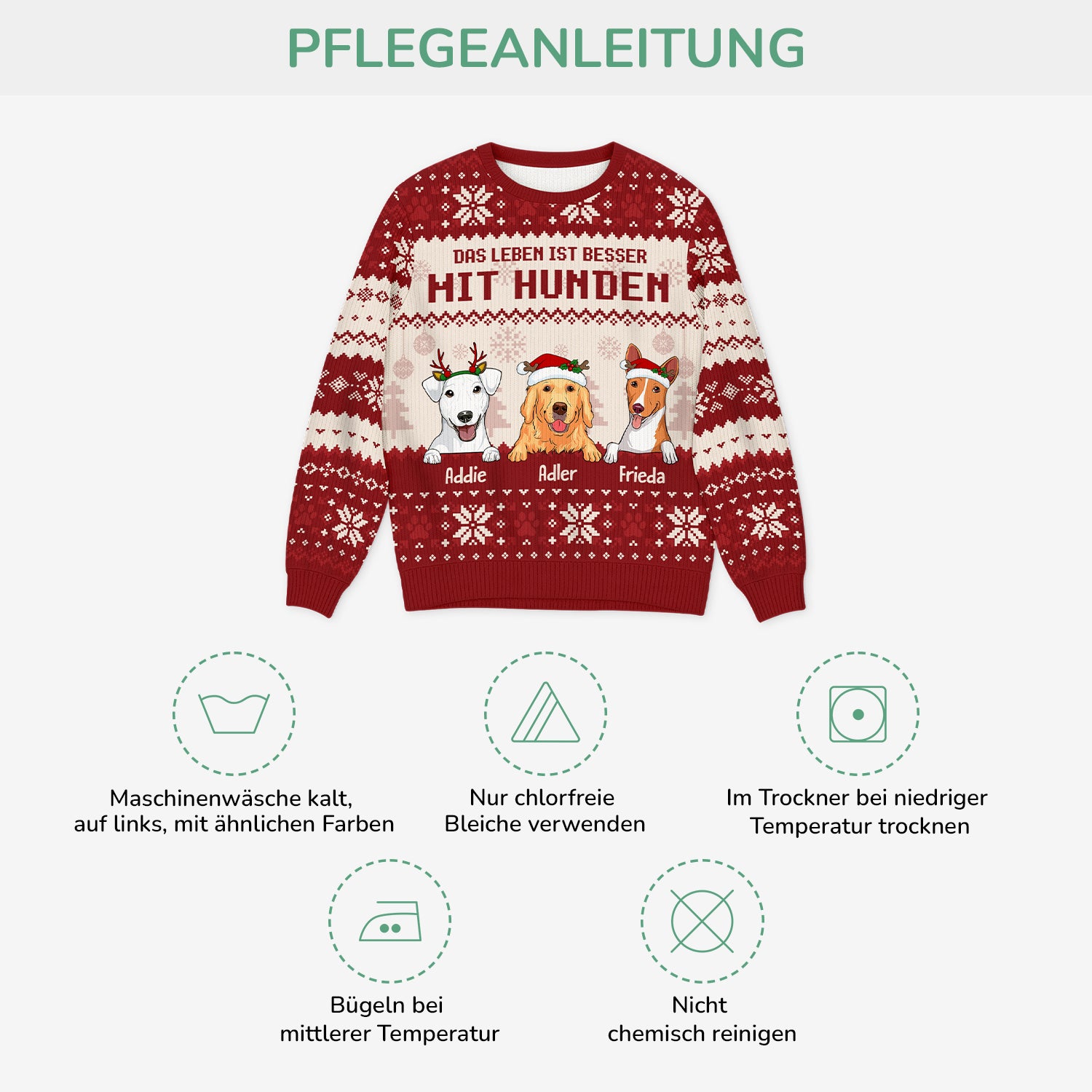 5652WGE4 das leben ist besser mit hunden weihnachtspullover hund personalisiert_ 5652WKZNC