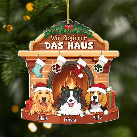 5653OGE1 wir regieren das haus personalisierter weihnachtsschmuck_ acryl hunde 5653O3YNC