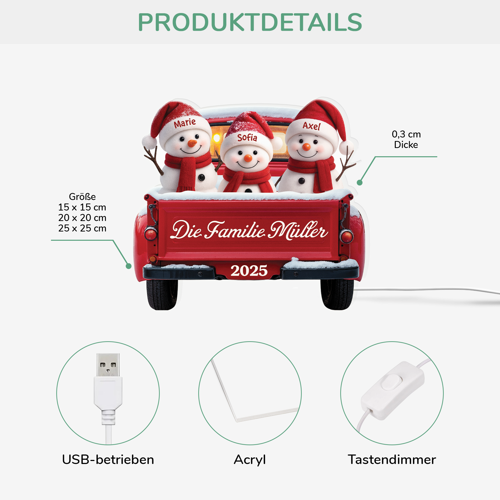 5659LGE3 die familie schneemann im auto personalisierte lightbox weihnachten 5659LTVZI