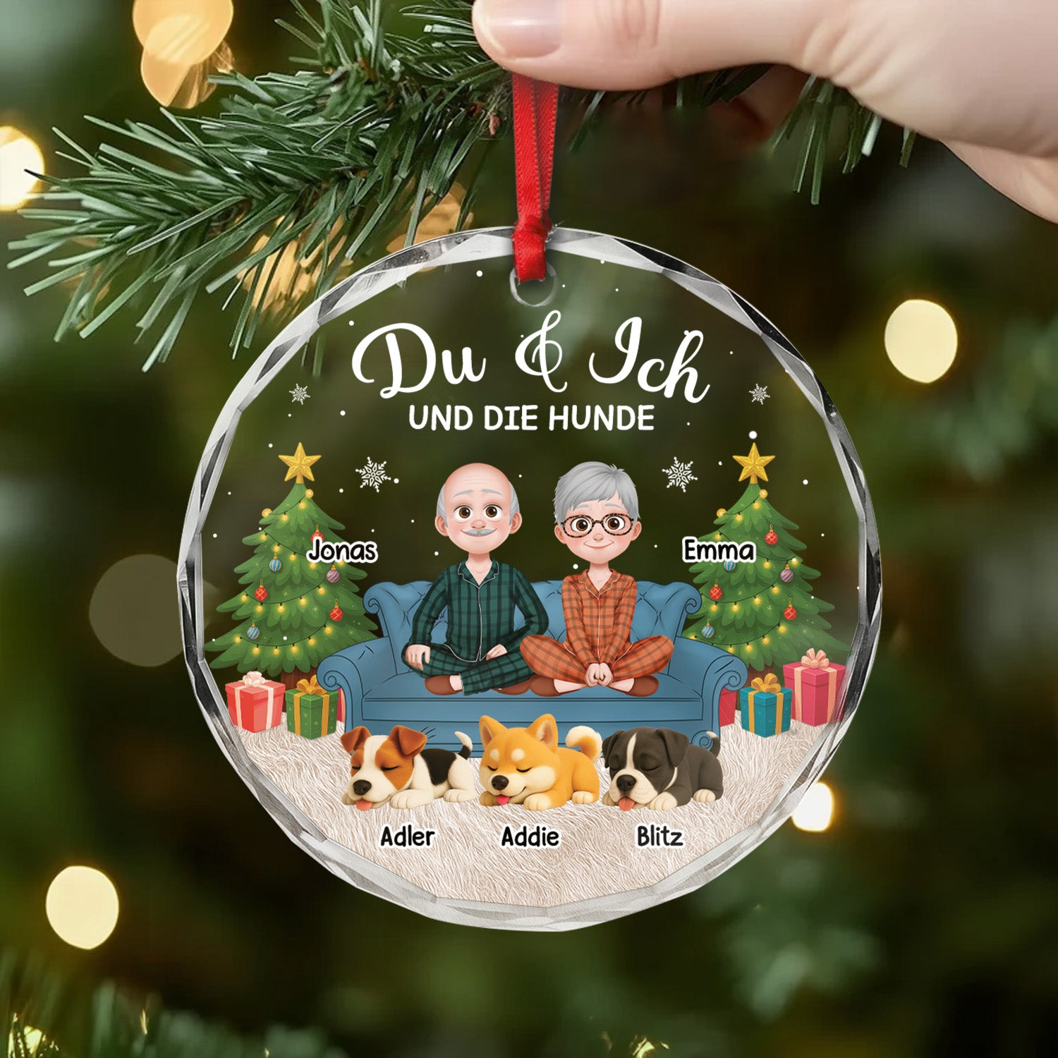 5663OGE2 du ich und die hunde personalisierter weihnachtsschmuck_ glas paar 5663O3KTC