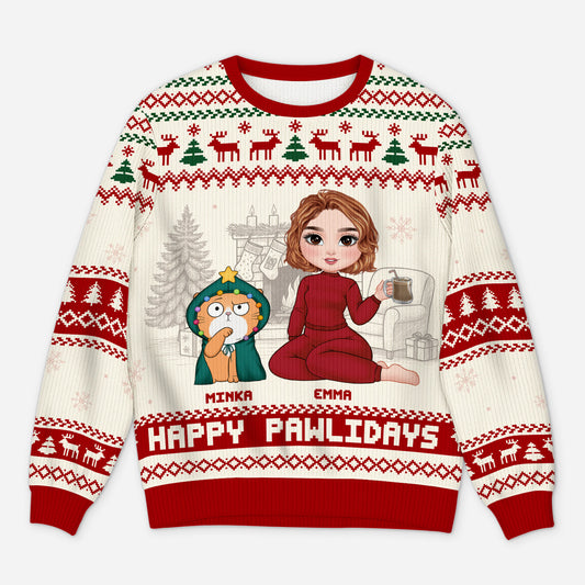 5668WGE1 happy pawlidays weihnachtspullover katze personalisiert_ 5668W6HTD