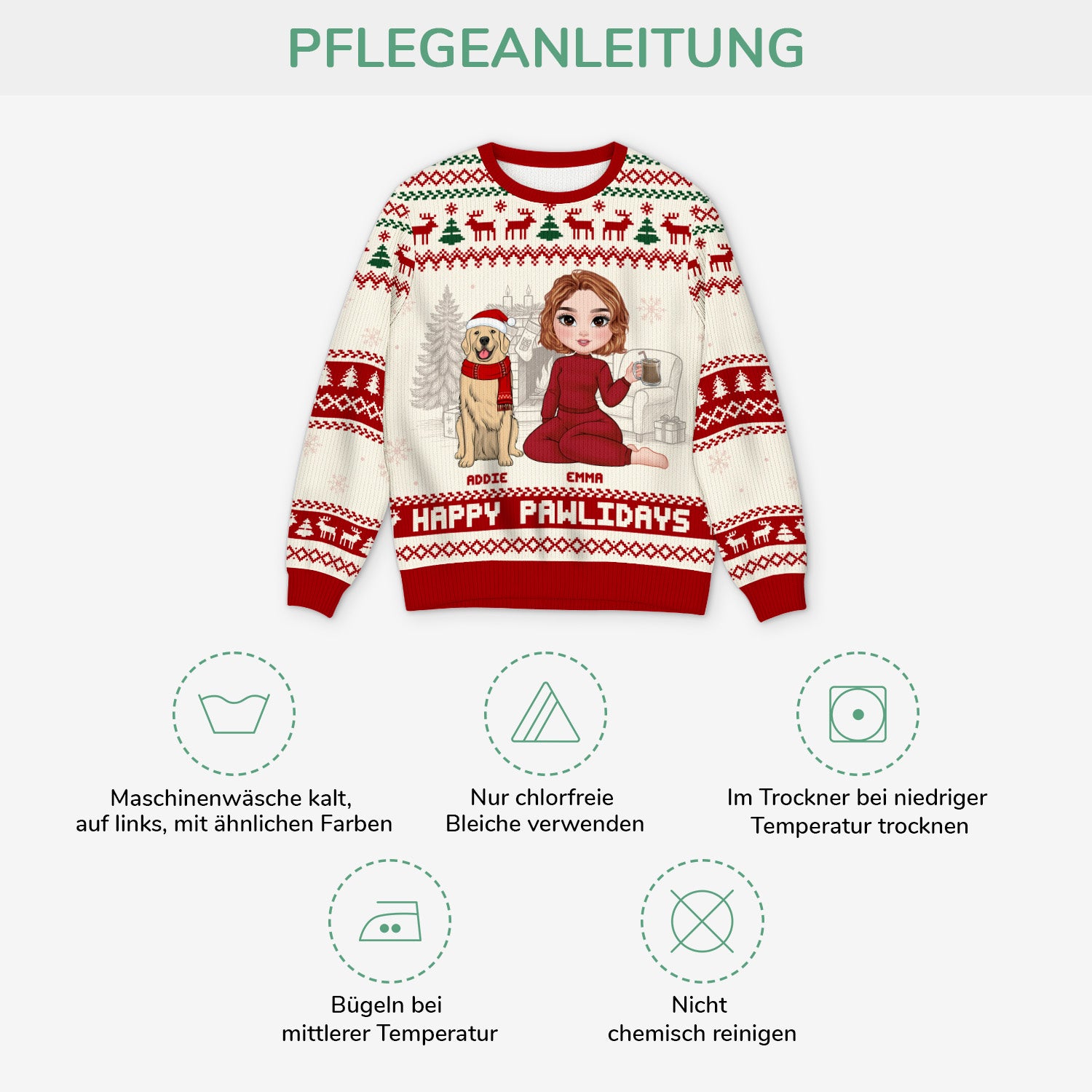 5668WGE4 happy pawlidays weihnachtspullover hund personalisiert_ 5668W6HTC