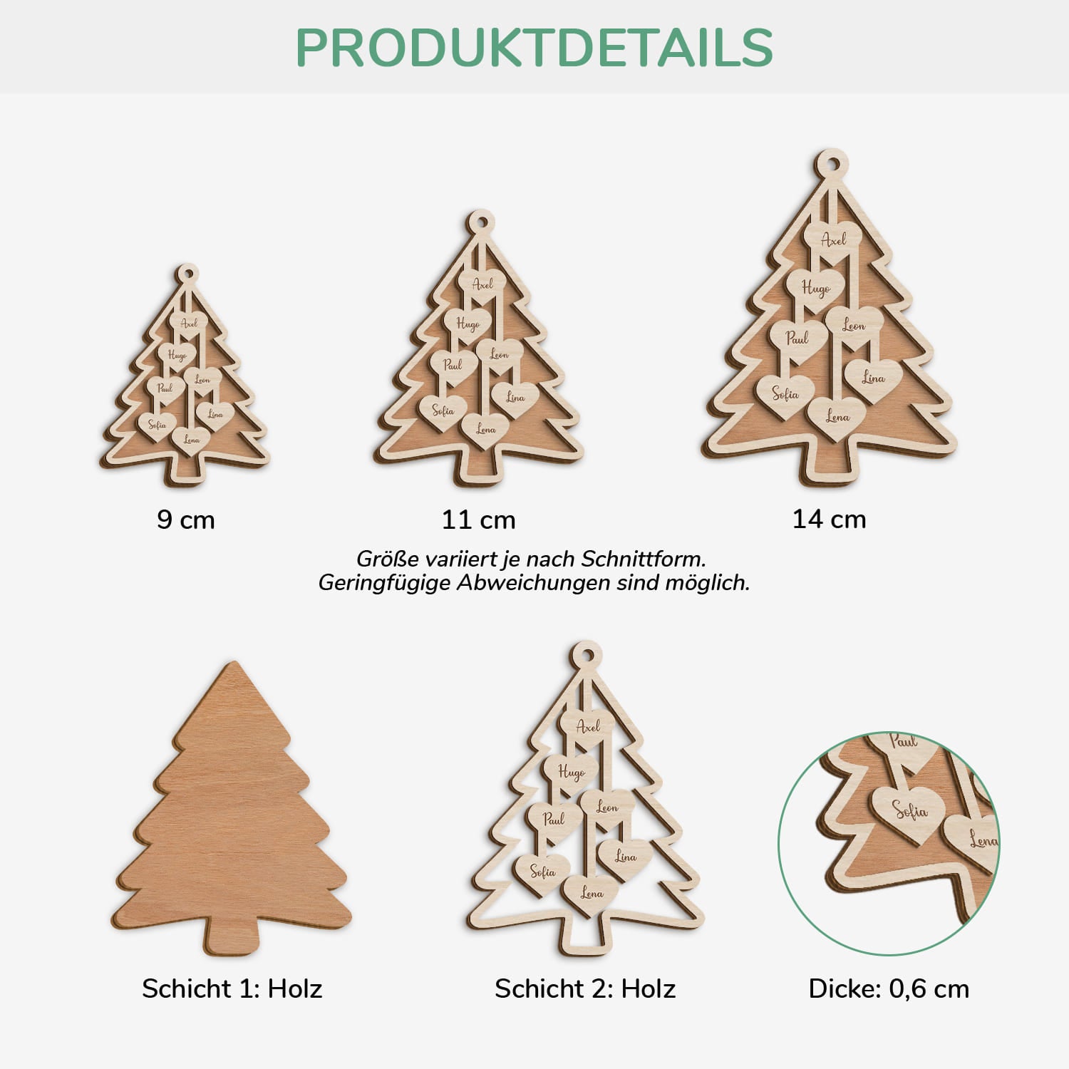 5672OGE3 familie personalisierte 2 schicht holz ornamente weihnachten familie mit namen 5672O6ZCI