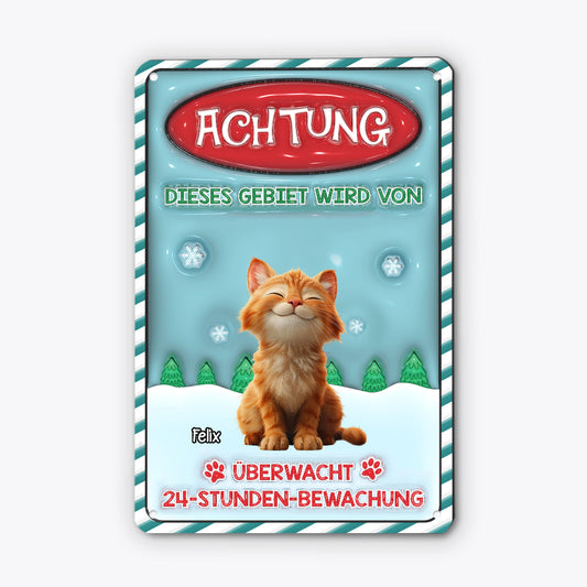 5681EGE1 dieses gebiet wird von katzen uberwacht turschild katze personalisiert_ weihnachten 5681ETYAD
