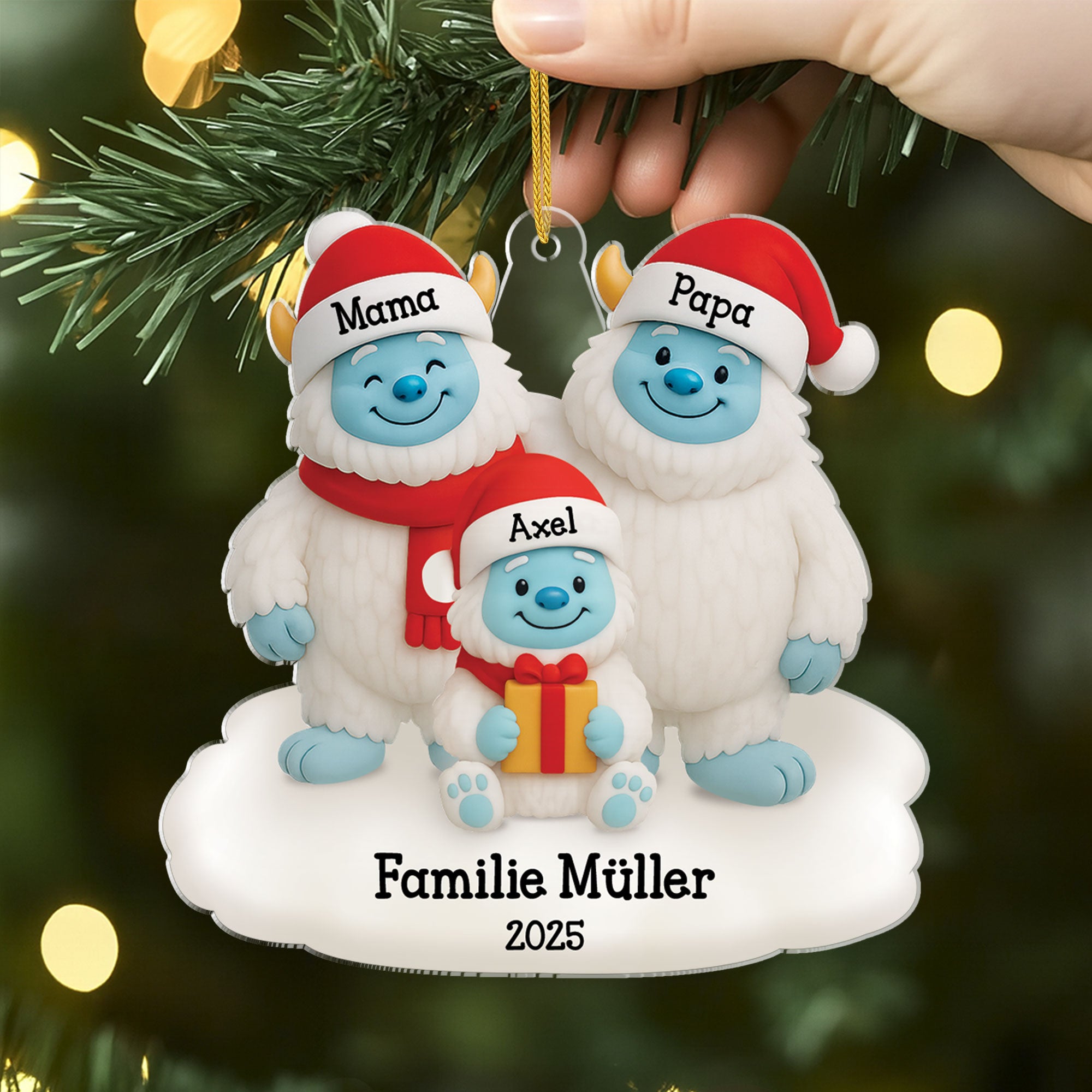 5684OGE2 die familie yeti personalisierter weihnachtsschmuck_ acryl familie 5684OTMAI