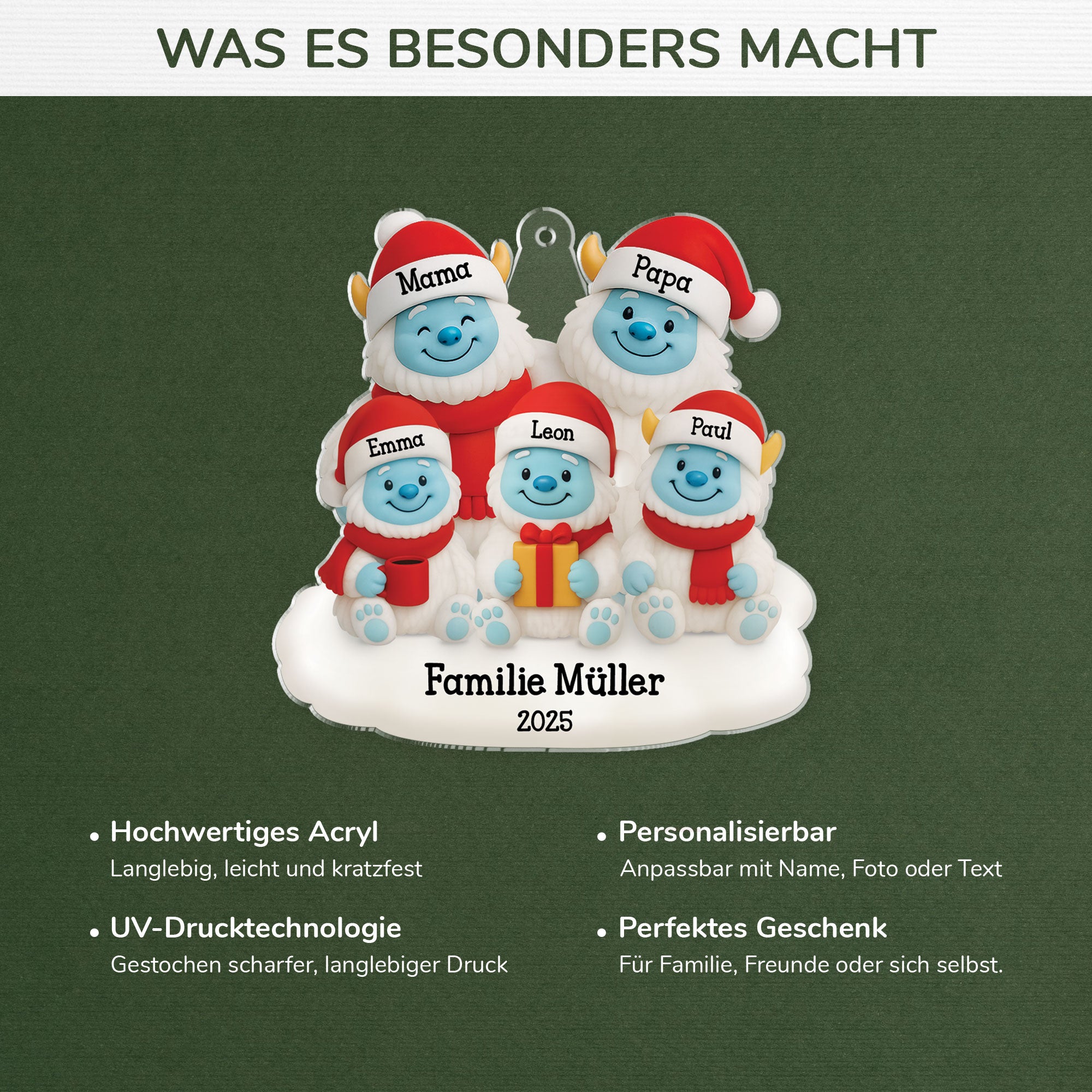5684OGE4 die familie yeti personalisierter weihnachtsschmuck_ acryl familie 5684OTMAI