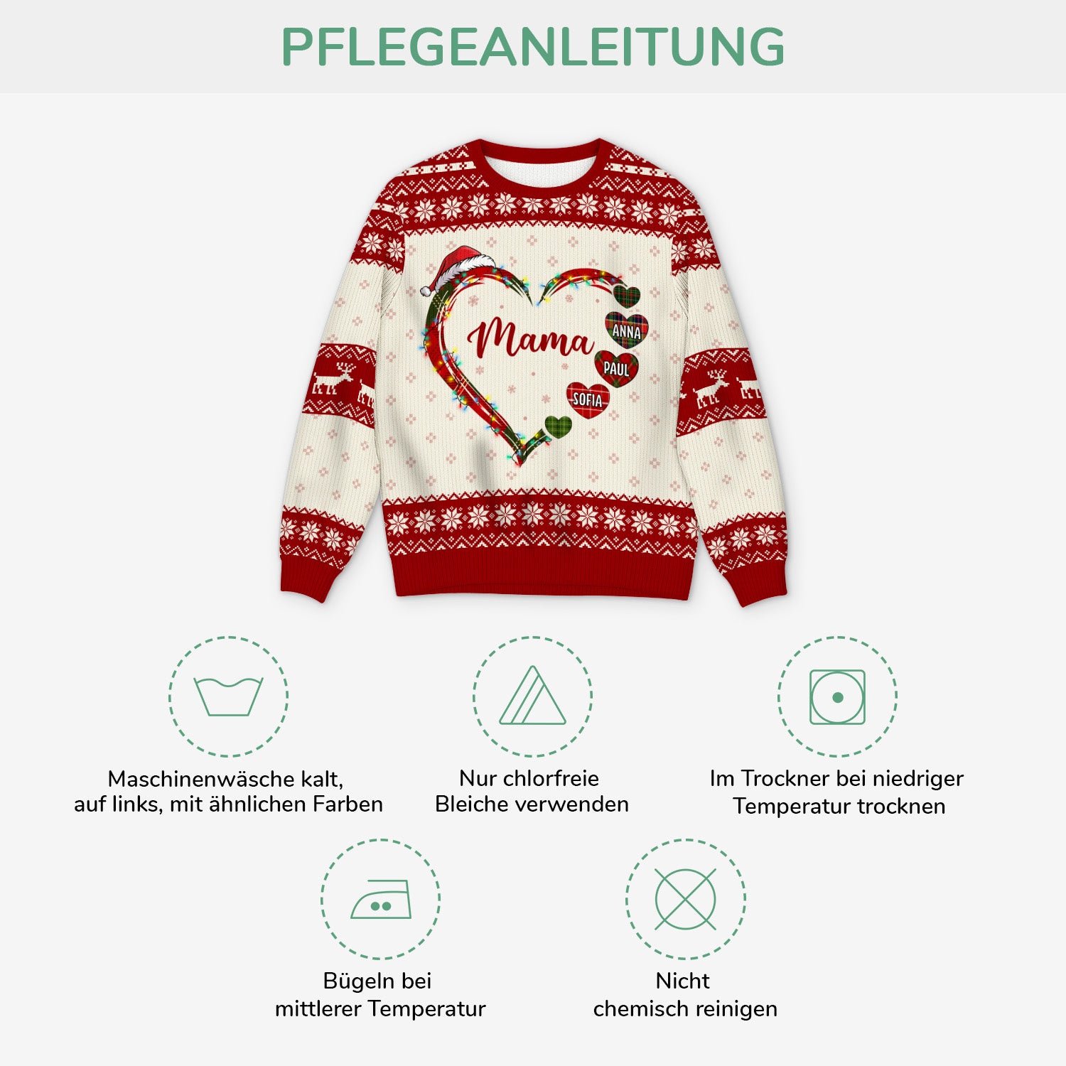 5685WGE4 mama kinder herzen weihnachtspullover personalisiert mit namen_ mama 5685WKLTA