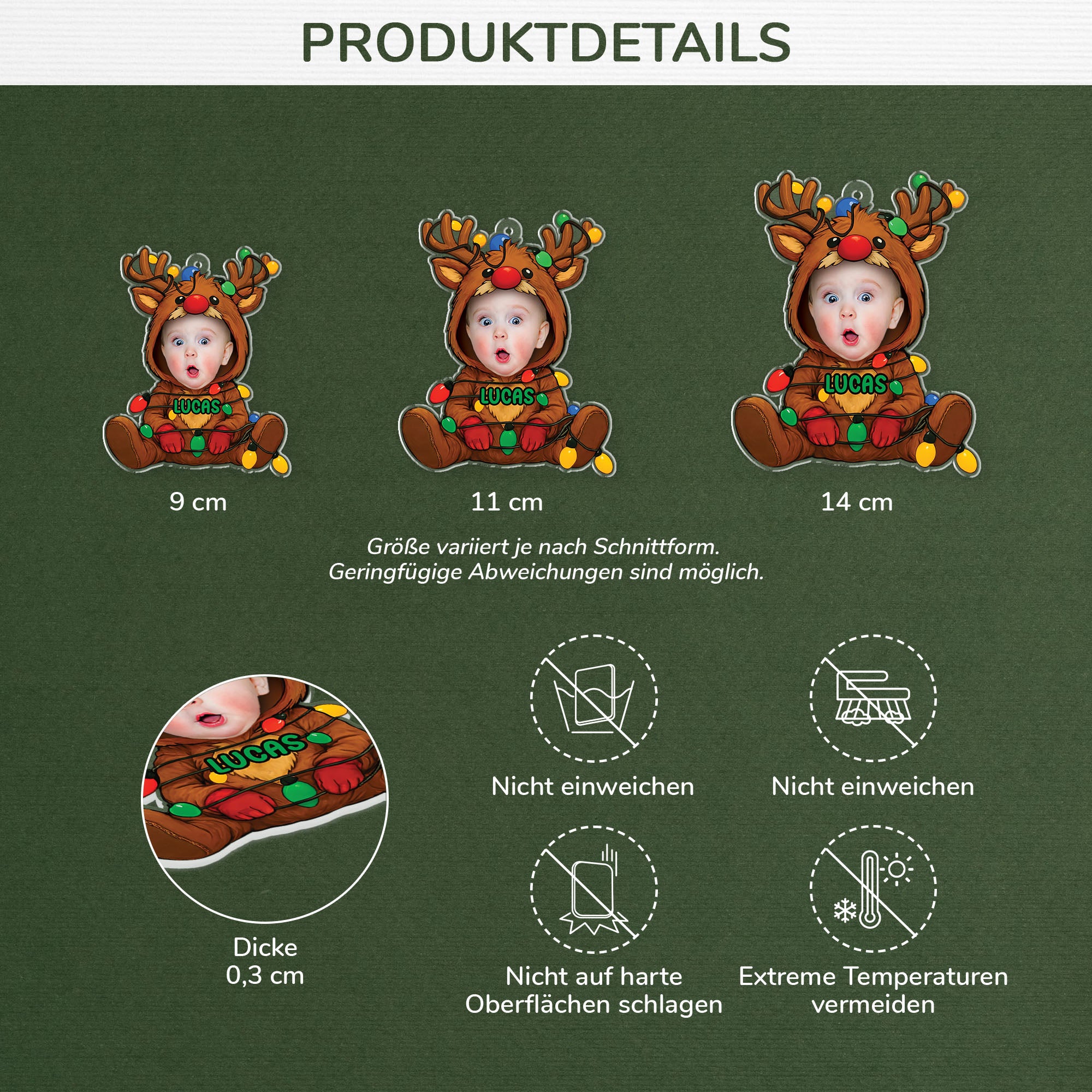 5687OGE3 kinder rentier kostum personalisierter weihnachtsschmuck_ acryl mit gesicht 5687OKQQK