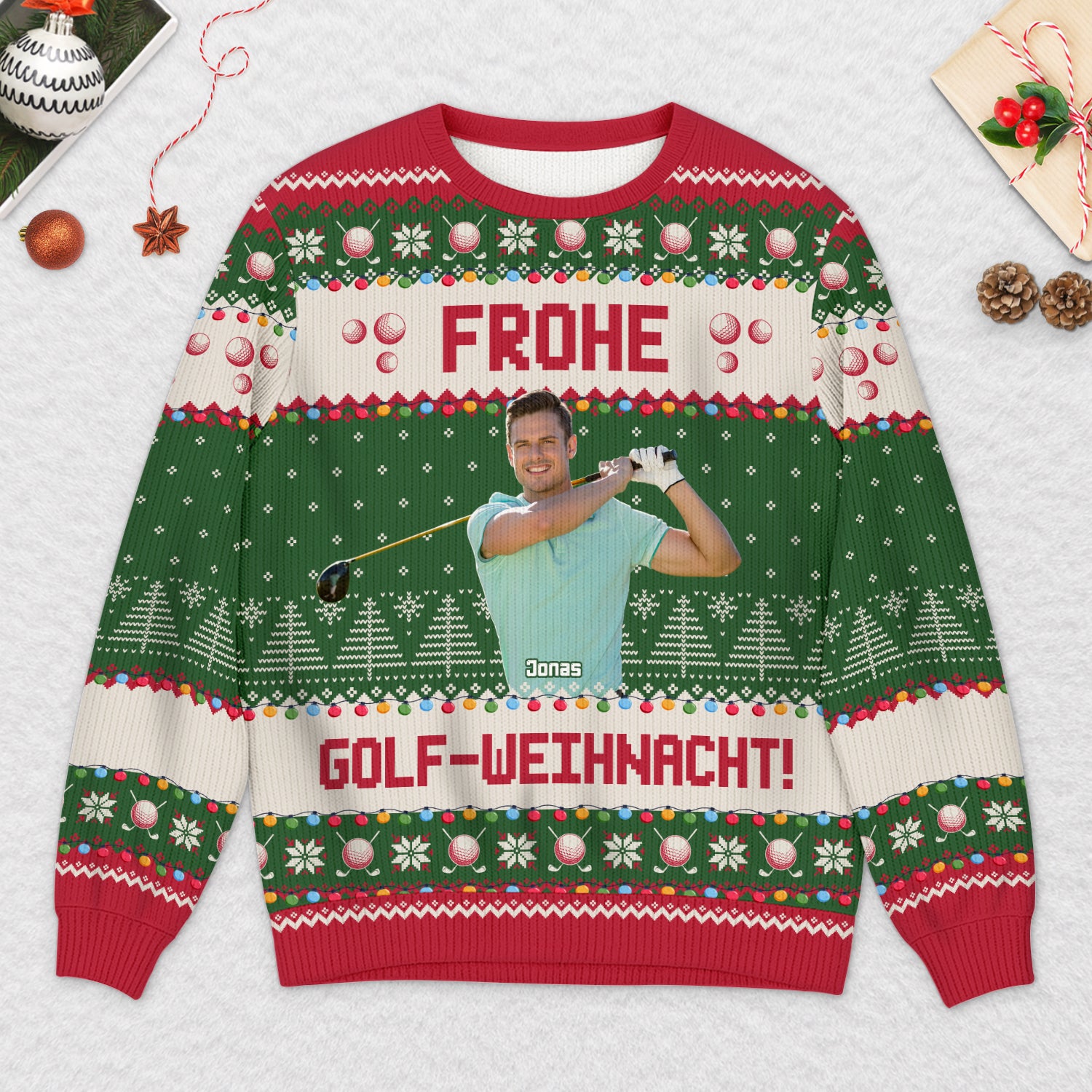 5689WGE2 frohe angler weihnacht weihnachtspullover personalisiert mit foto 5689W8QZB