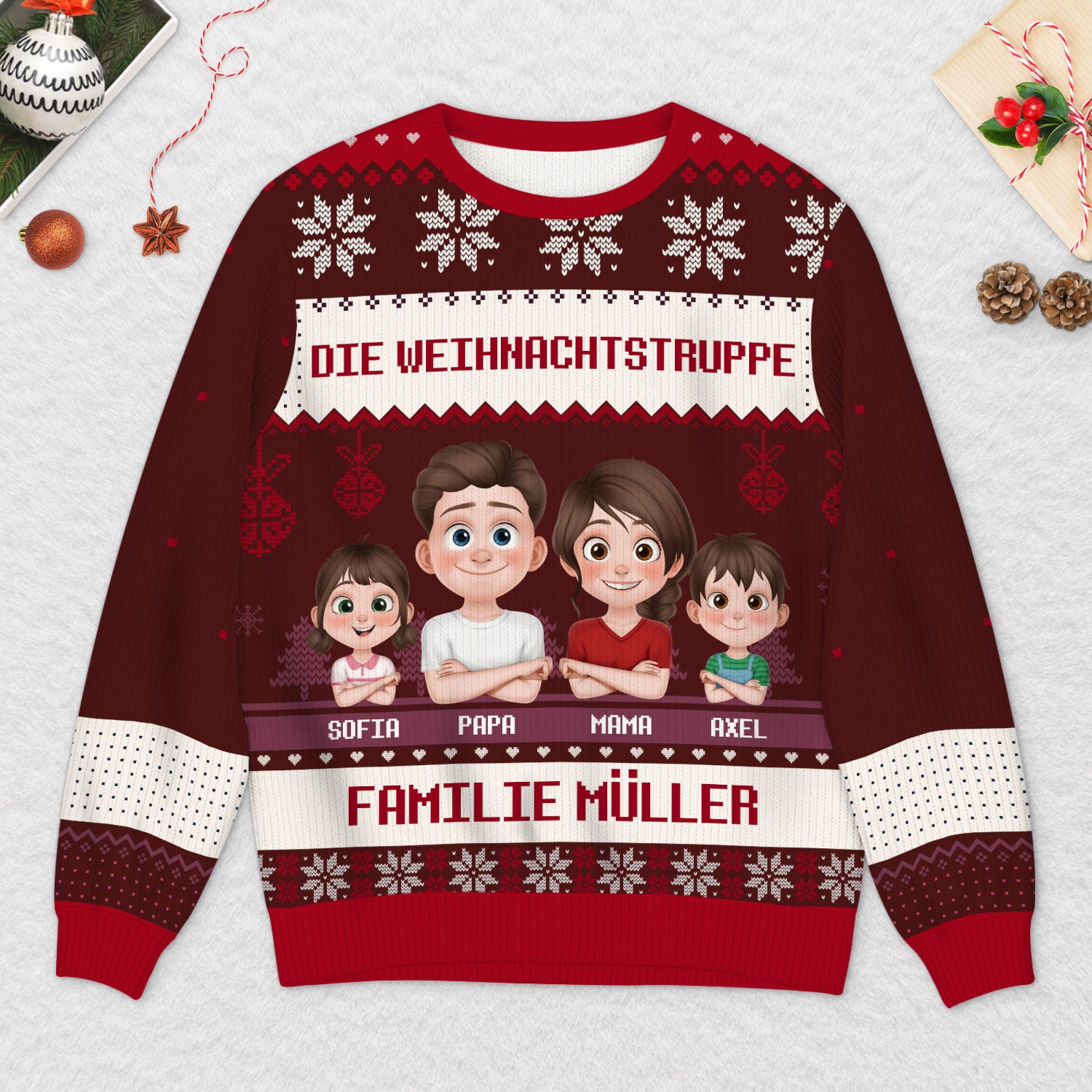 5695WGE2 die weihnachtstruppe weihnachtspullover familie personalisiert_ 5695W8KAI