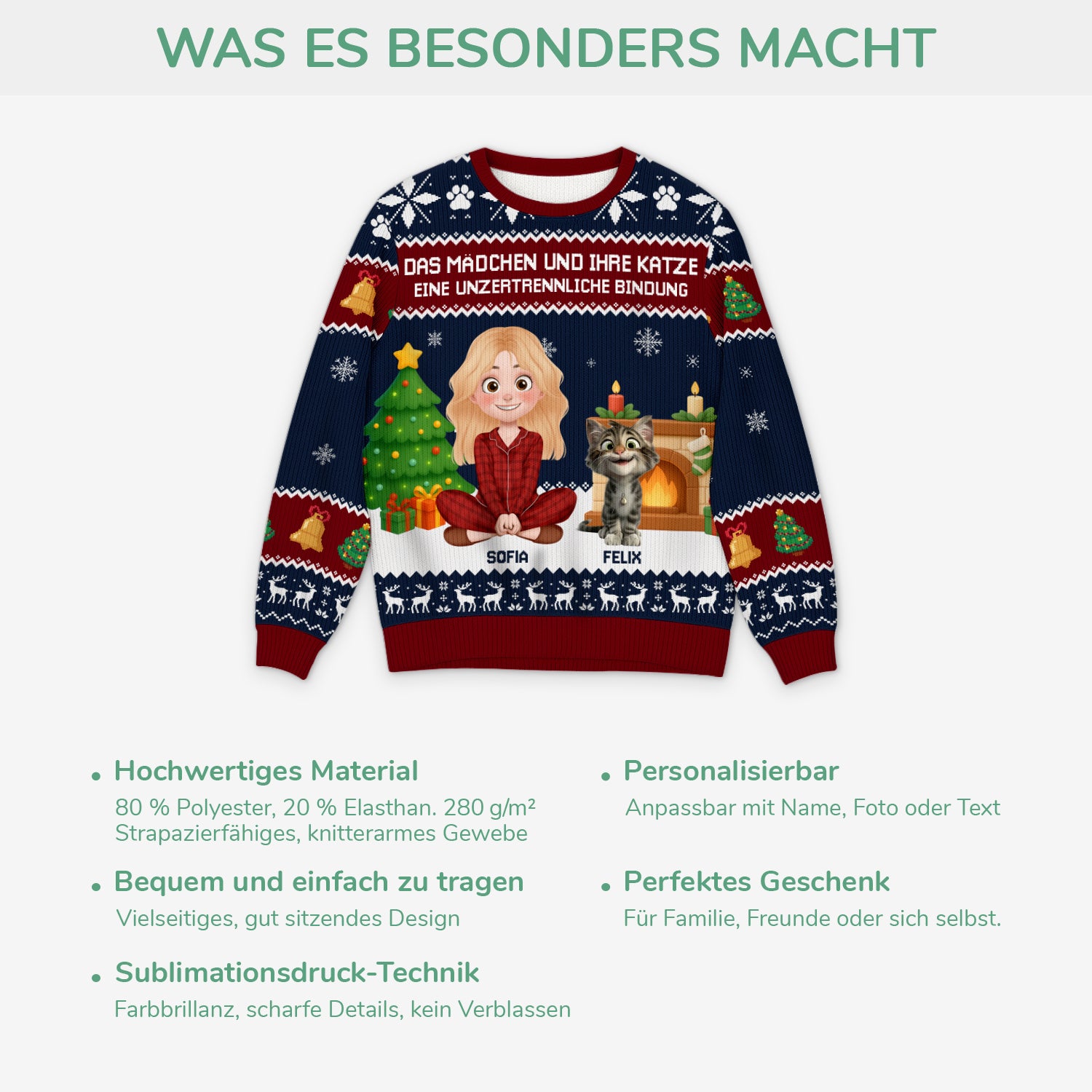5706WGE5 eine unzertrennliche bindung zwischen mensch hund weihnachtspullover hund personalisiert_ 5706W