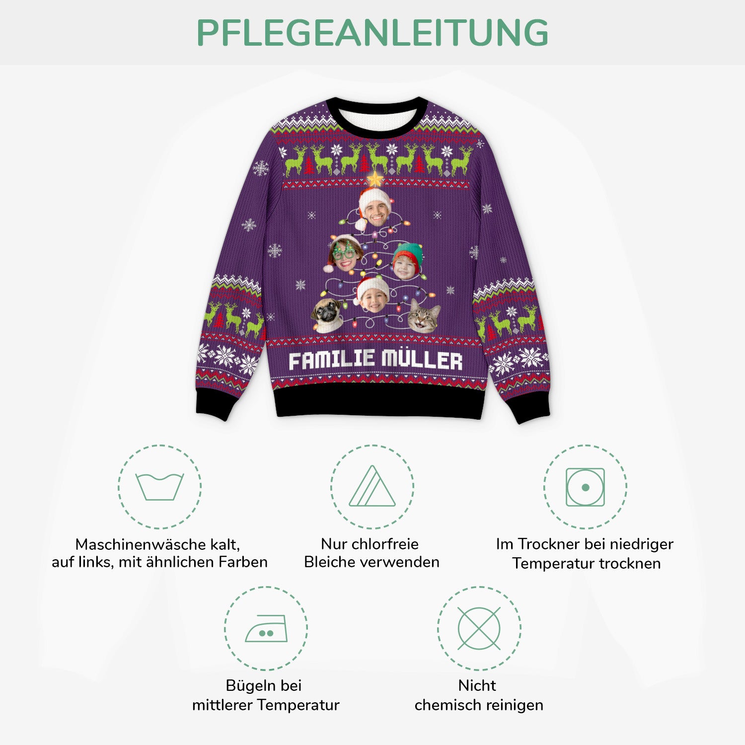 5708WGE4 weihnachtsbaum mit gesicht weihnachtspullover familie personalisiert 5708W3TMI