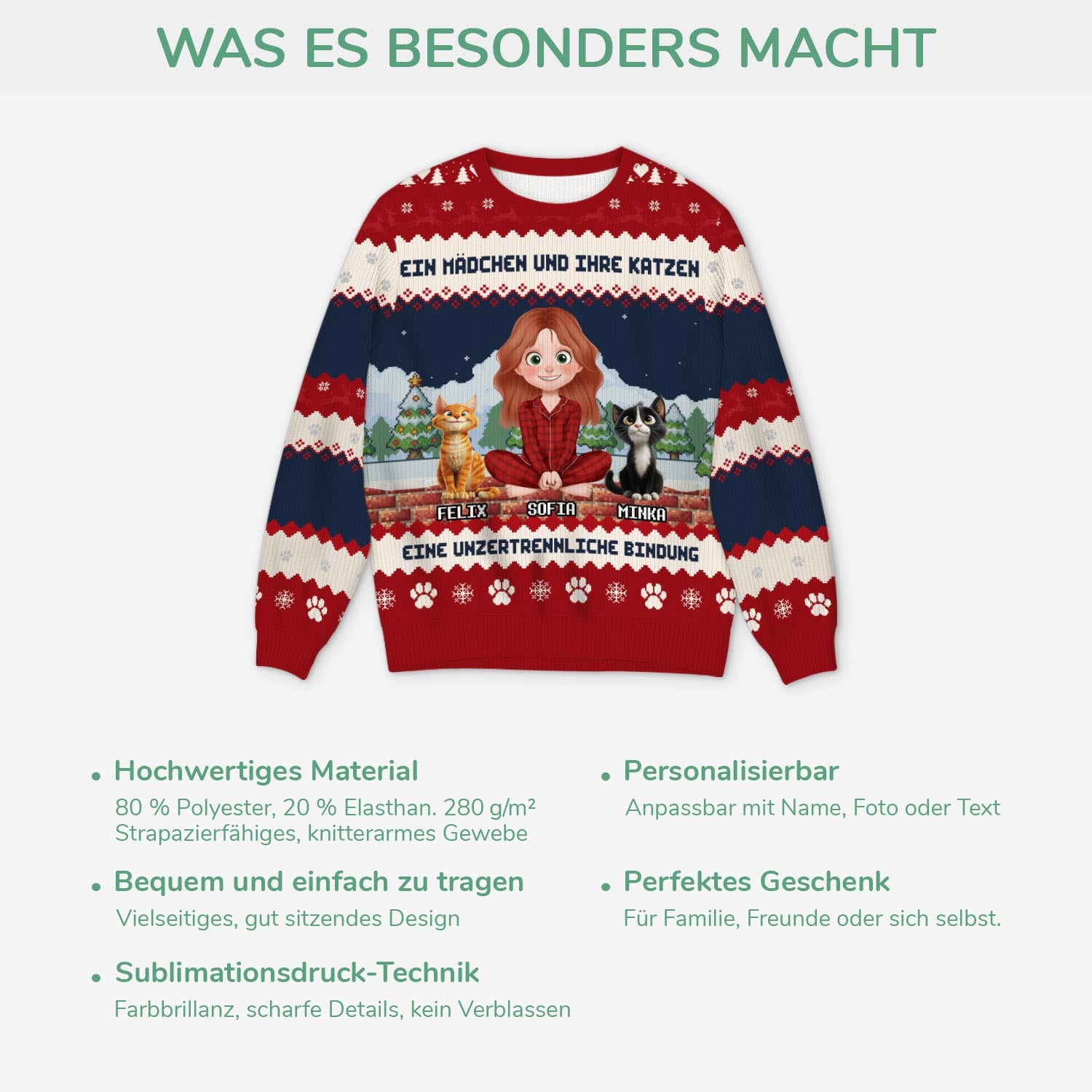 5709WGE5 eine unzertrennliche bindung zwischen mensch katzen weihnachtspullover katze personalisiert_ 5709W8TAD