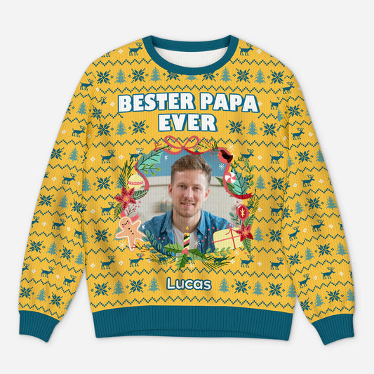 5713WGE1 bester papa beste mama ever personalisierter weihnachtspullover_ mit gesicht 5713W6ZTB