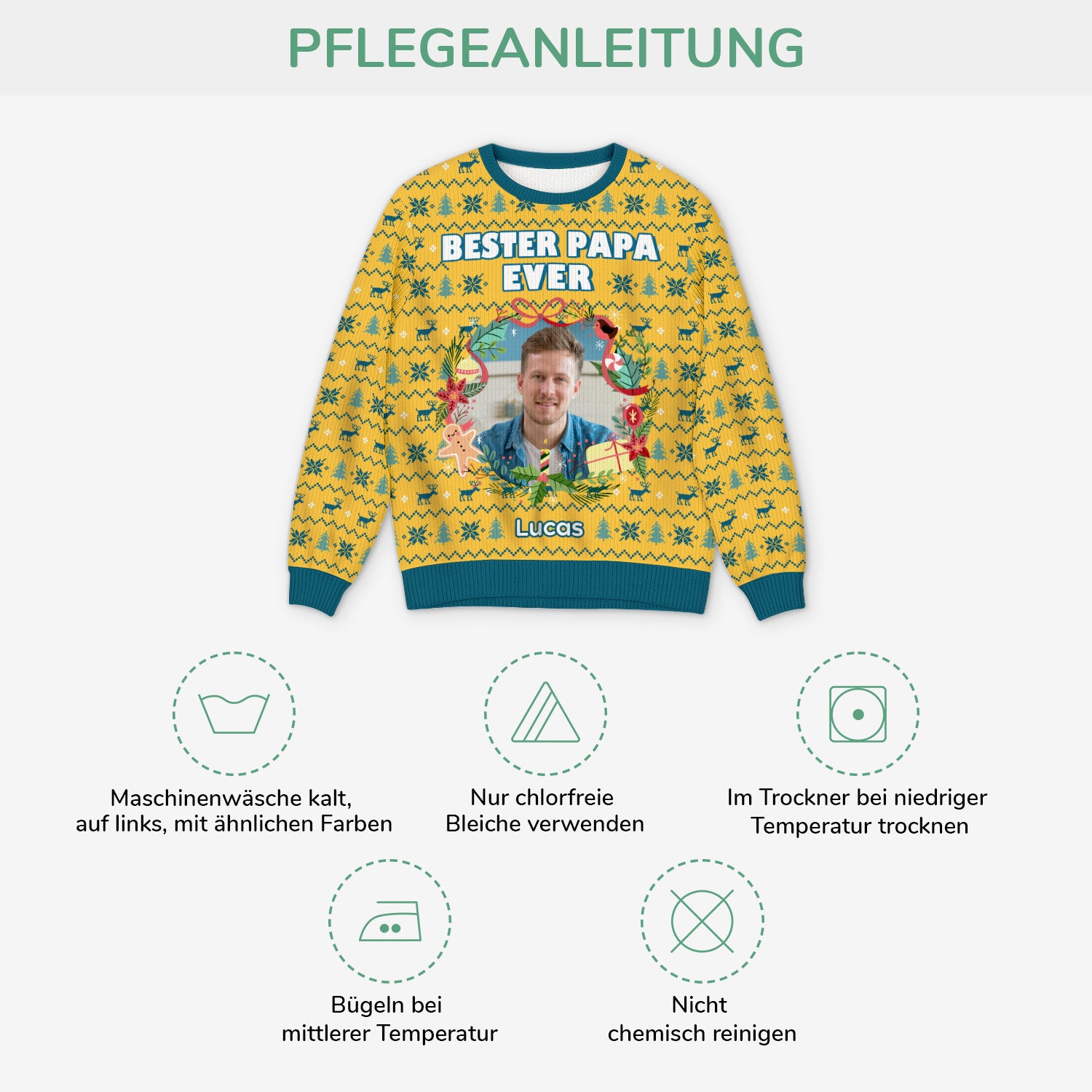 5713WGE4 bester papa beste mama ever personalisierter weihnachtspullover_ mit gesicht 5713W6ZTB