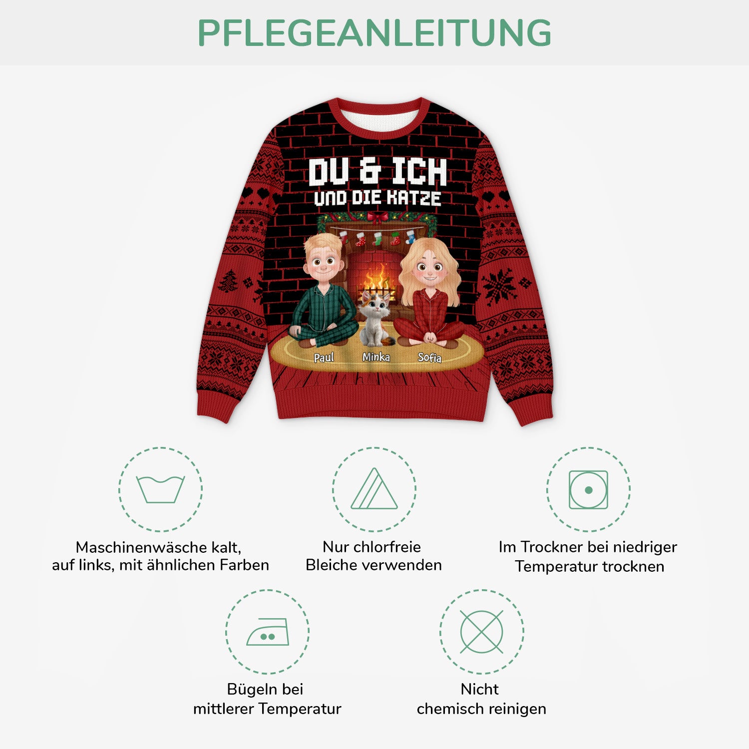 5715WGE4 du ich und katzen personalisierter weihnachtspullover_ paar 5715W6LMD