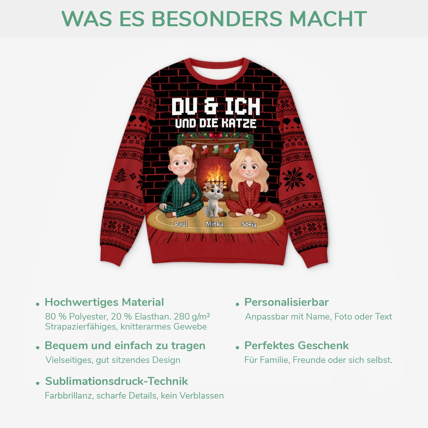 5715WGE5 du ich und katzen personalisierter weihnachtspullover_ paar 5715W6LMD