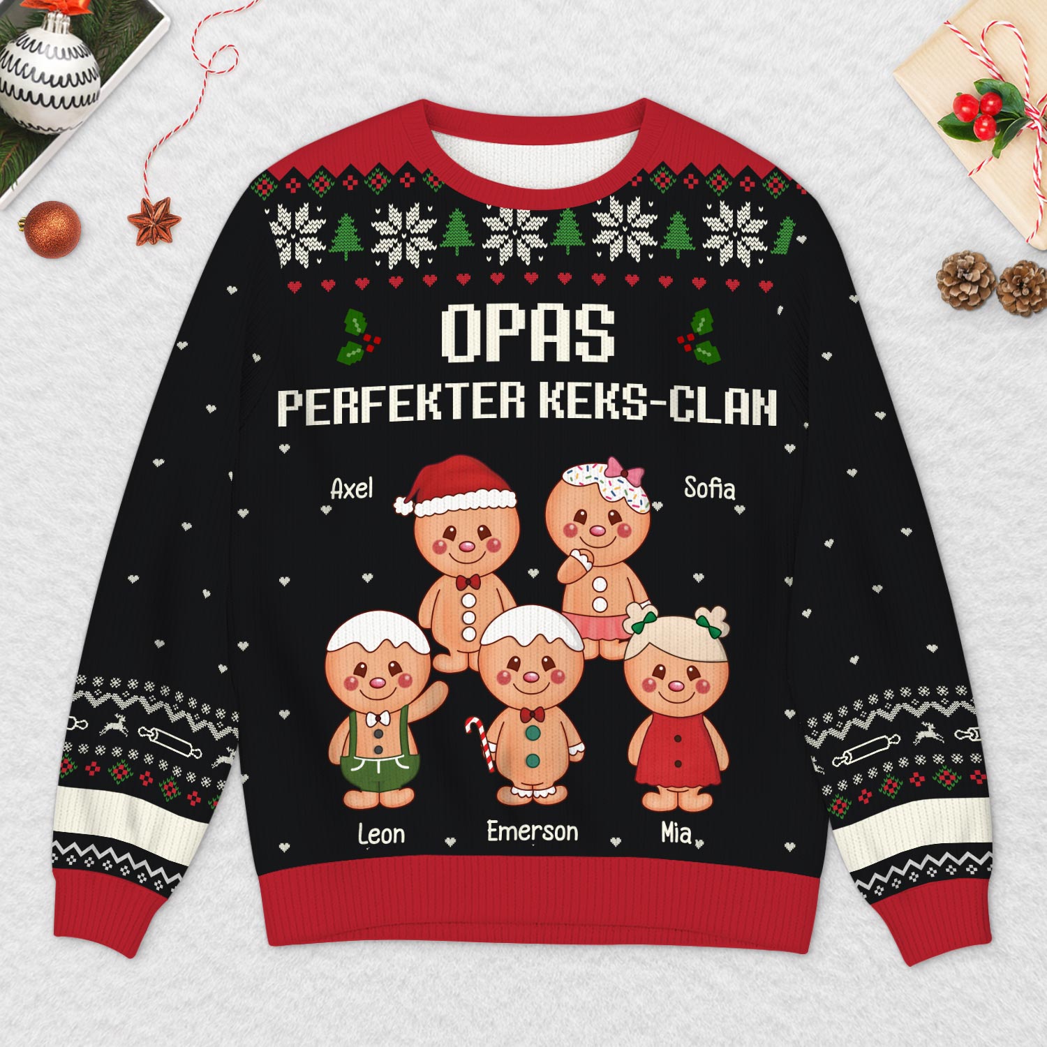 5718WGE2 omas opas perfekter keks clan personalisierter weihnachtspulli oma 5718W6UAB