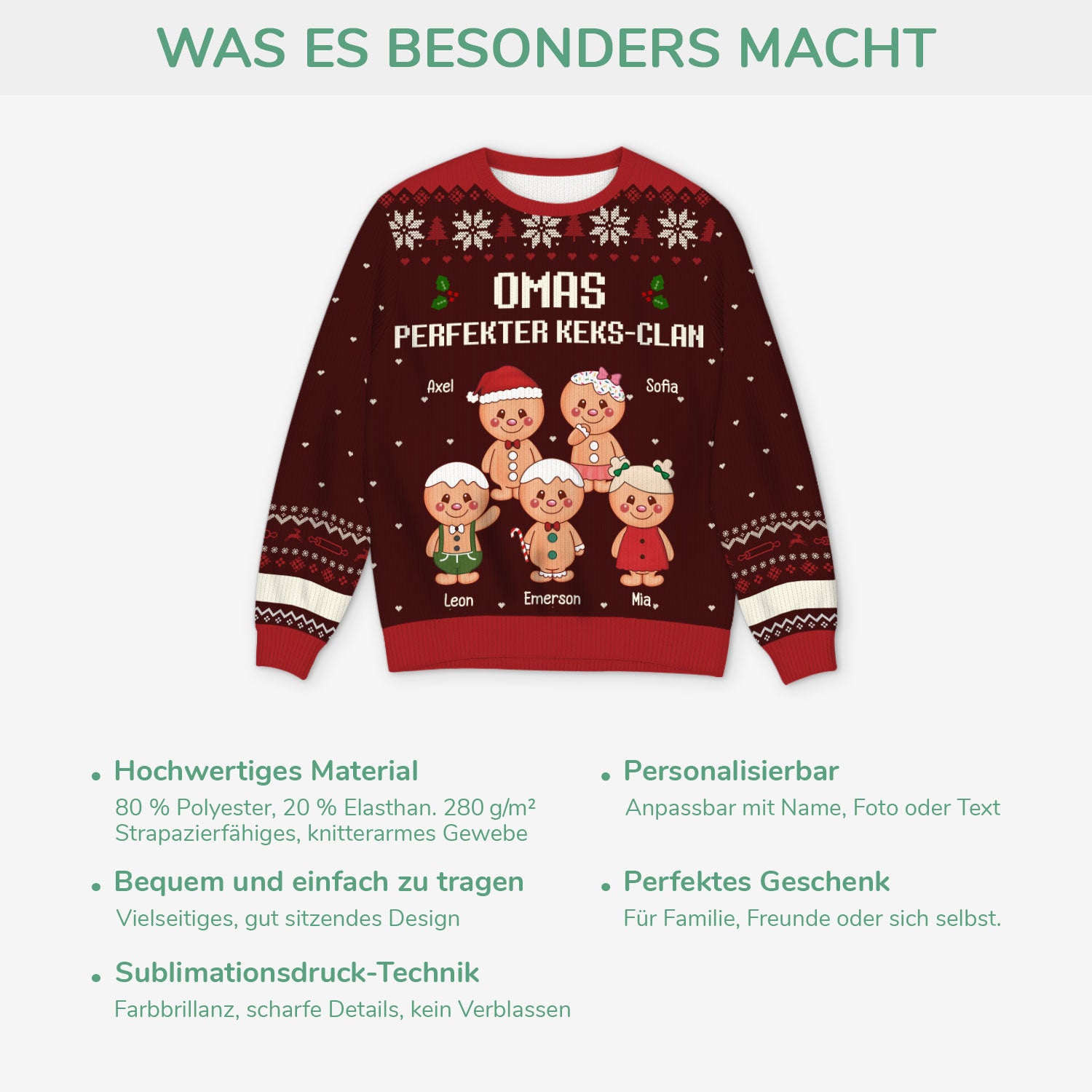 5718WGE5 omas opas perfekter keks clan personalisierter weihnachtspulli oma 5718W6UAB