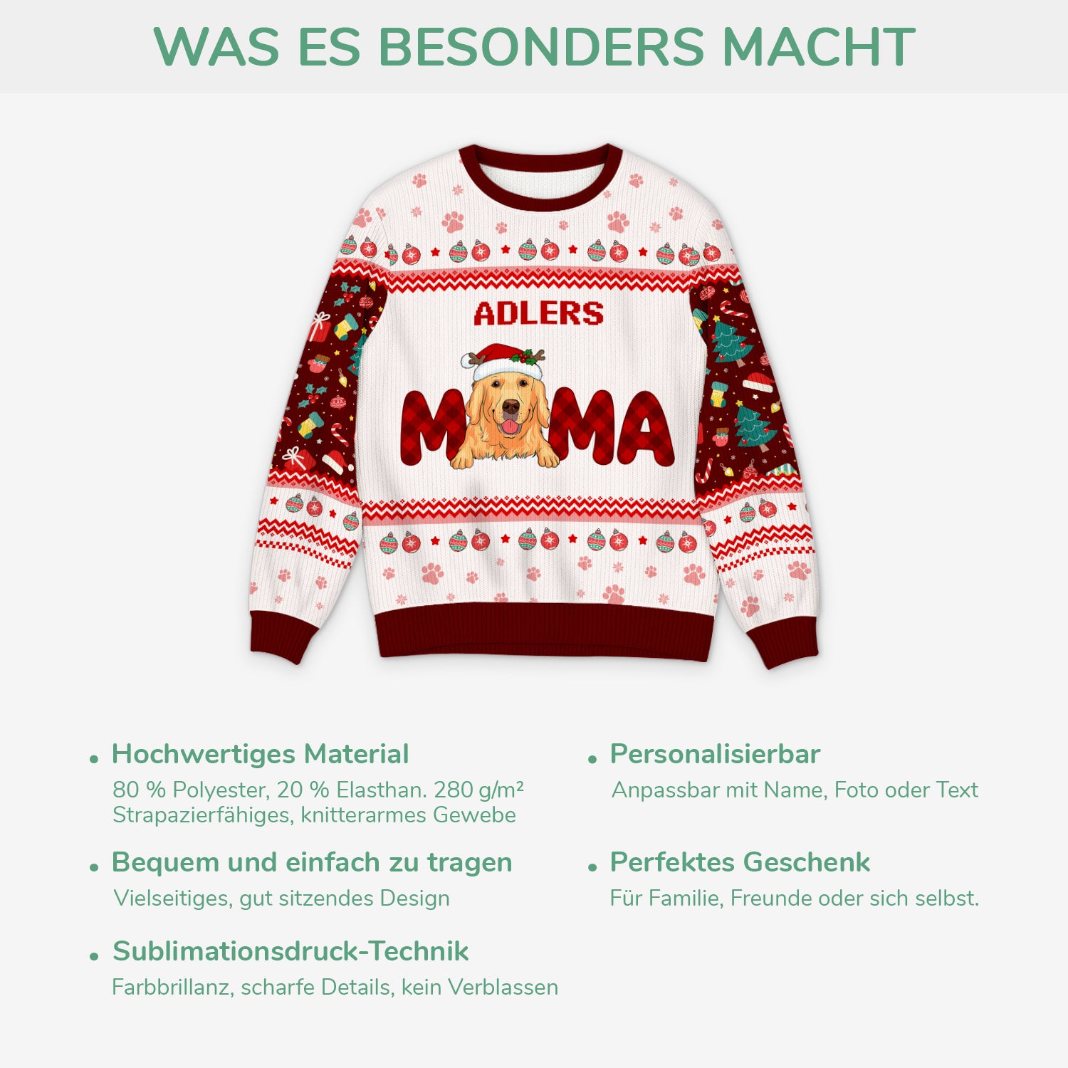 5727WGE5 hundepapa hundemama weihnachtspullover hund personalisiert_ 5727WTTZc