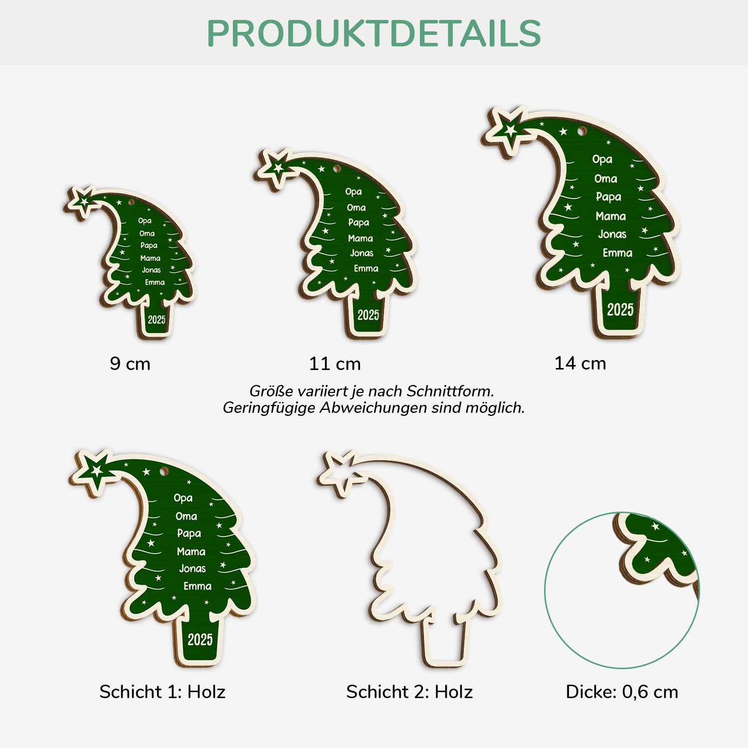 5737OGE3 weihnachtsbaum mit namen personalisierte 2 schicht holz ornamente weihnachten familie 5737O8QTI