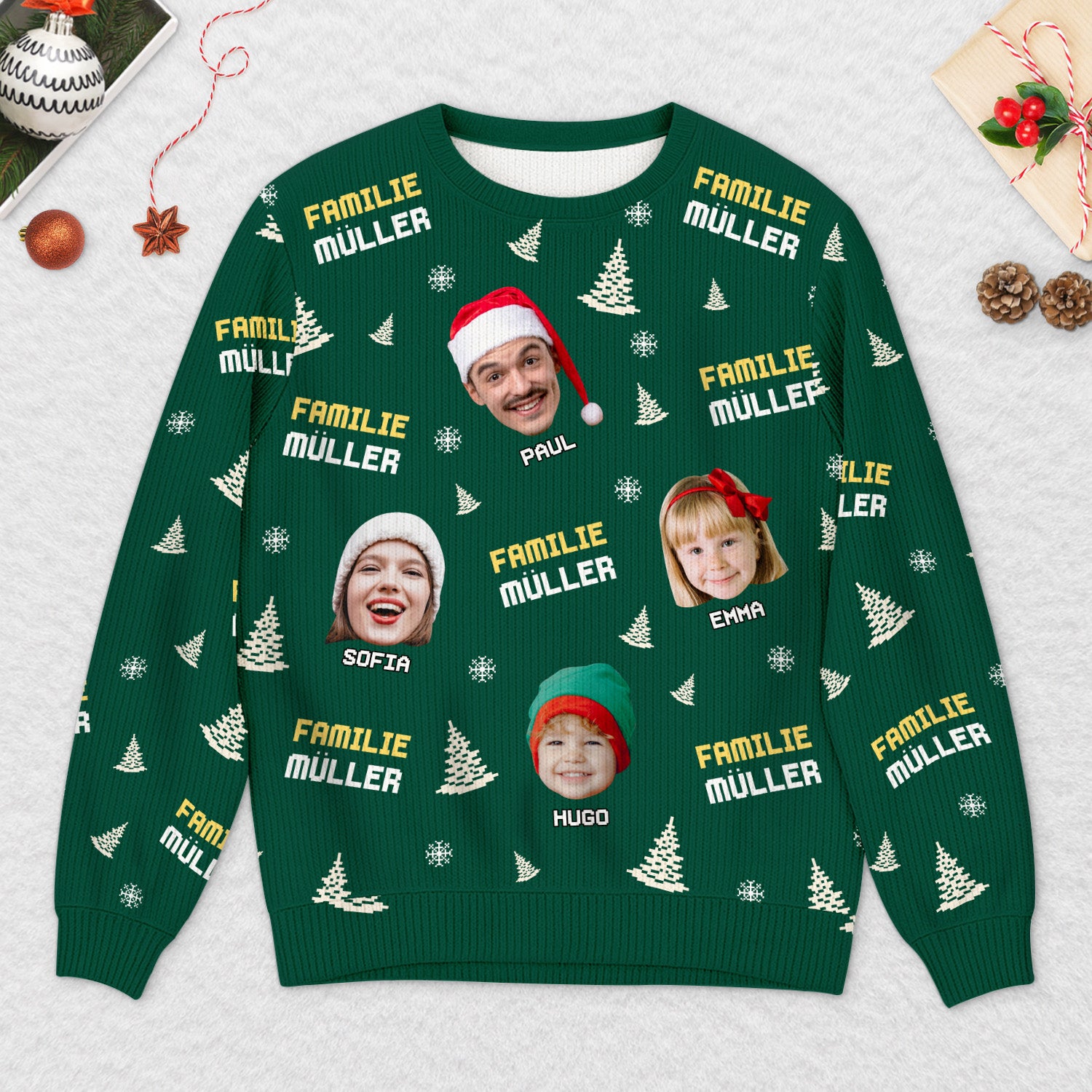 5743WGE2 familie mit gesicht lustiger weihnachtspullover familie personalisiert_ 5743WTMMI