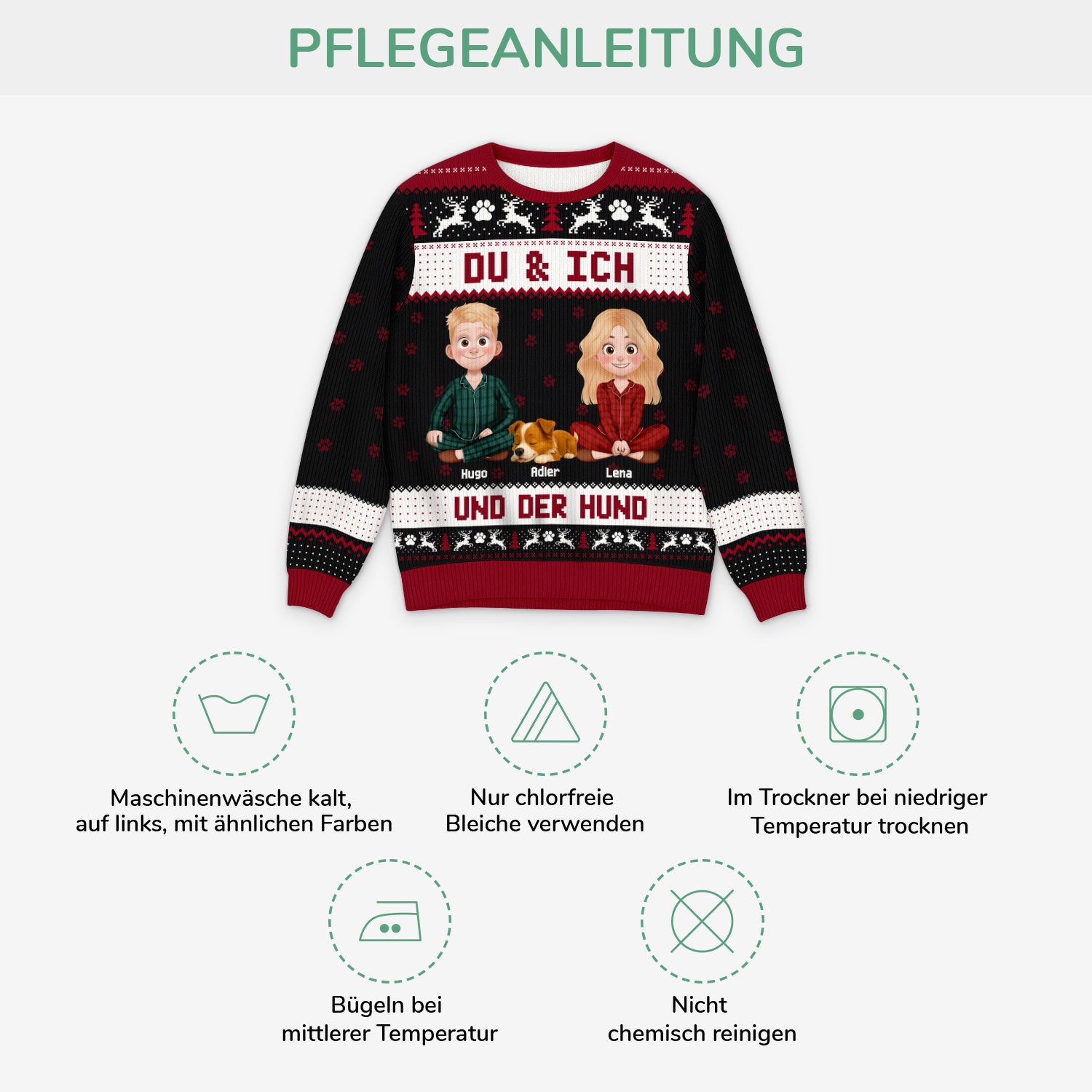 5766WGE4 du ich und die hunde weihnachtspullover hund personalisiert_ paar cartoon 5766WKLZC