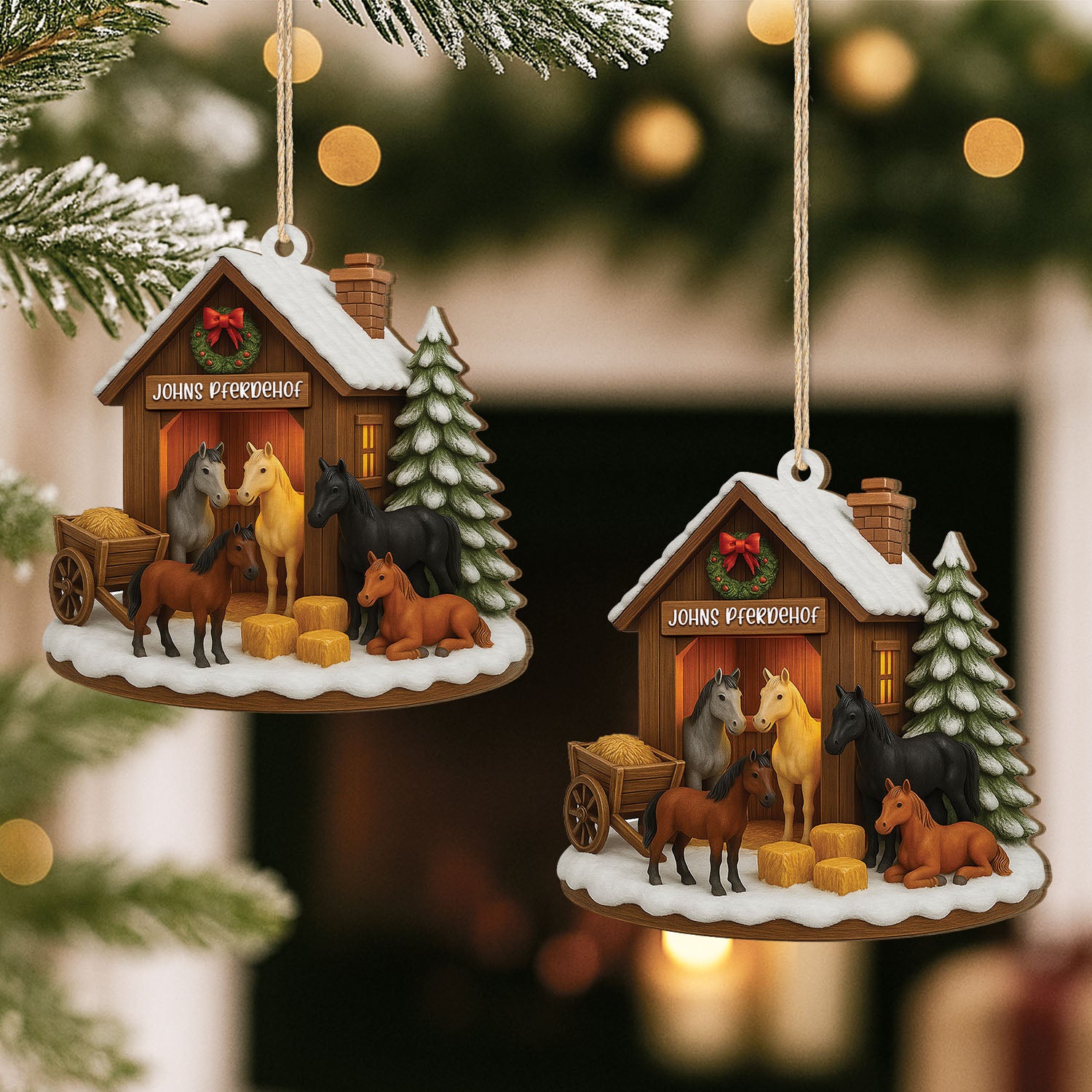 5767OGE2 3d druck effekt pferdehof personalisierte 1 schicht holz ornamente weihnachten pferde 5767O3LQU